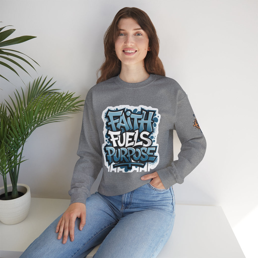 Faith Fuels Purpose Sweatshirt – Inspirational Christian Sweatshirt for Divine Drive & Unstoppable Belief Printify