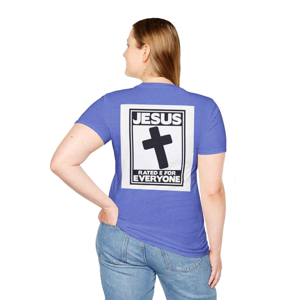 Jesus, Rated E for Everyone T-shirt - Gamer Faith T-shirt - Christian Video Game Parody Printify