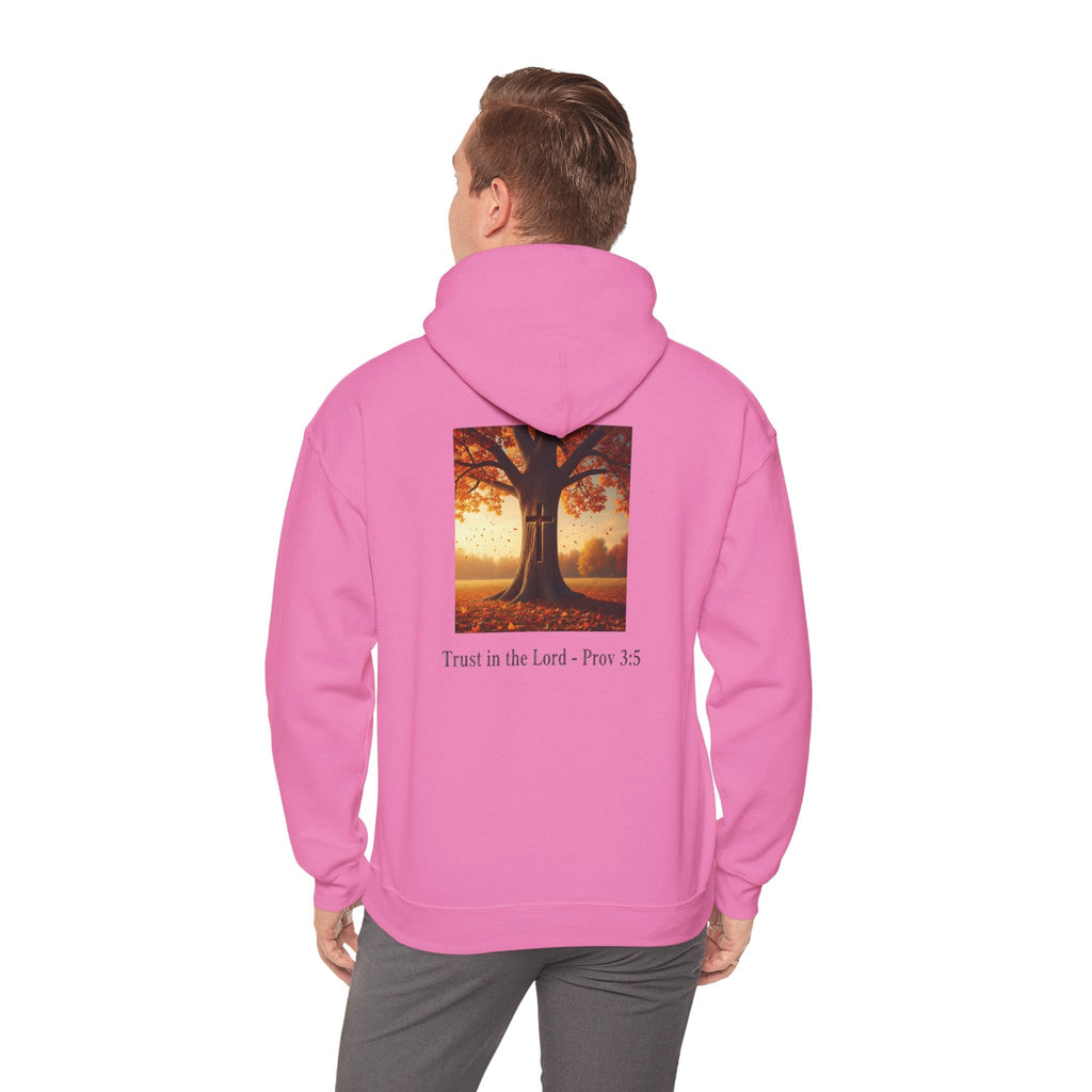 Trust in the Lord Hoodie – Autumn Tree Proverbs 3:5 Christian Hoodie for Cozy Faith Printify