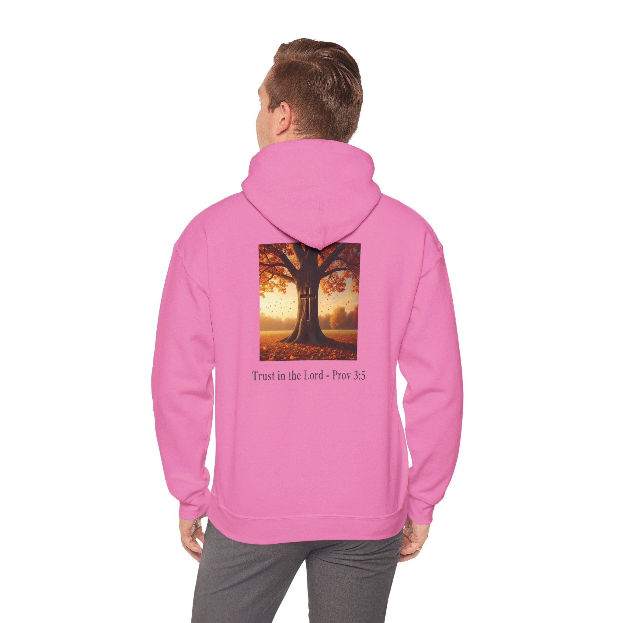 Trust in the Lord Hoodie – Autumn Tree Proverbs 3:5 Christian Hoodie for Cozy Faith Printify