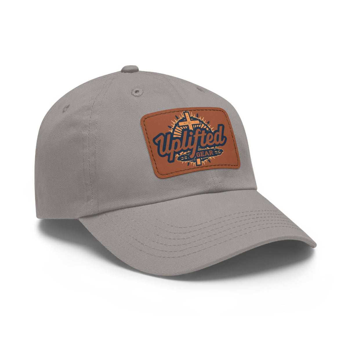 Uplifted Gear Leather Patch Dad Hat — Vintage Aviation Logo Cap Printify