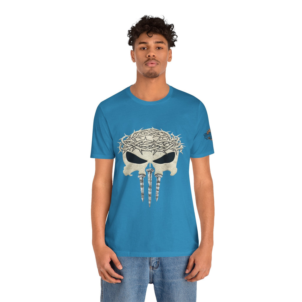 Christian Skull T-shirt - Crown of Thorns & Nails - Warrior Faith T-shirt Printify