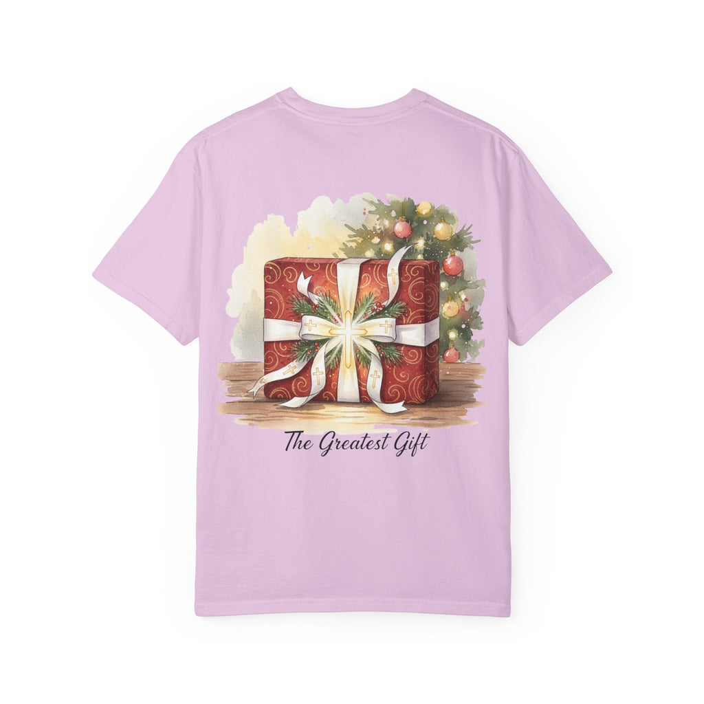 The Greatest Gift T-shirt – Cross Bow Present Christian T-shirt for Christmas Salvation & Eternal Faith Printify