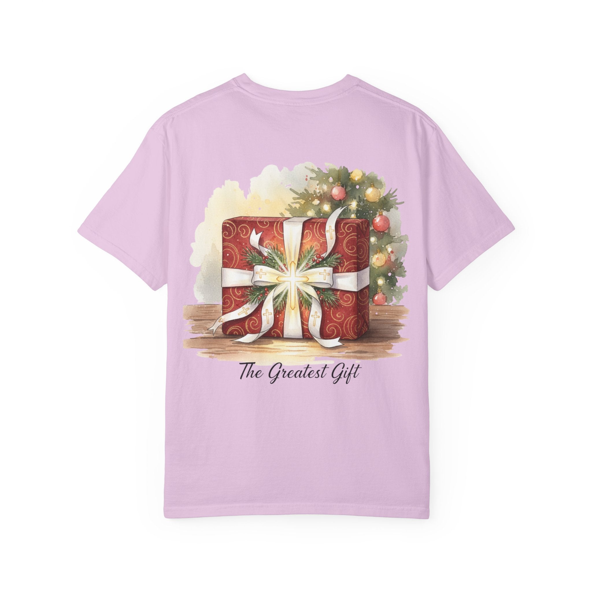 The Greatest Gift T-shirt – Cross Bow Present Christian T-shirt for Christmas Salvation & Eternal Faith Printify
