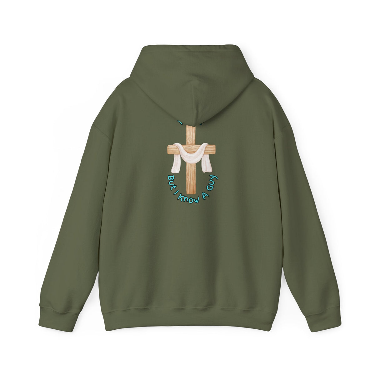I Can’t, But I Know a Guy Hoodie – Jesus Cross Christian Hoodie for Cozy Faith Printify