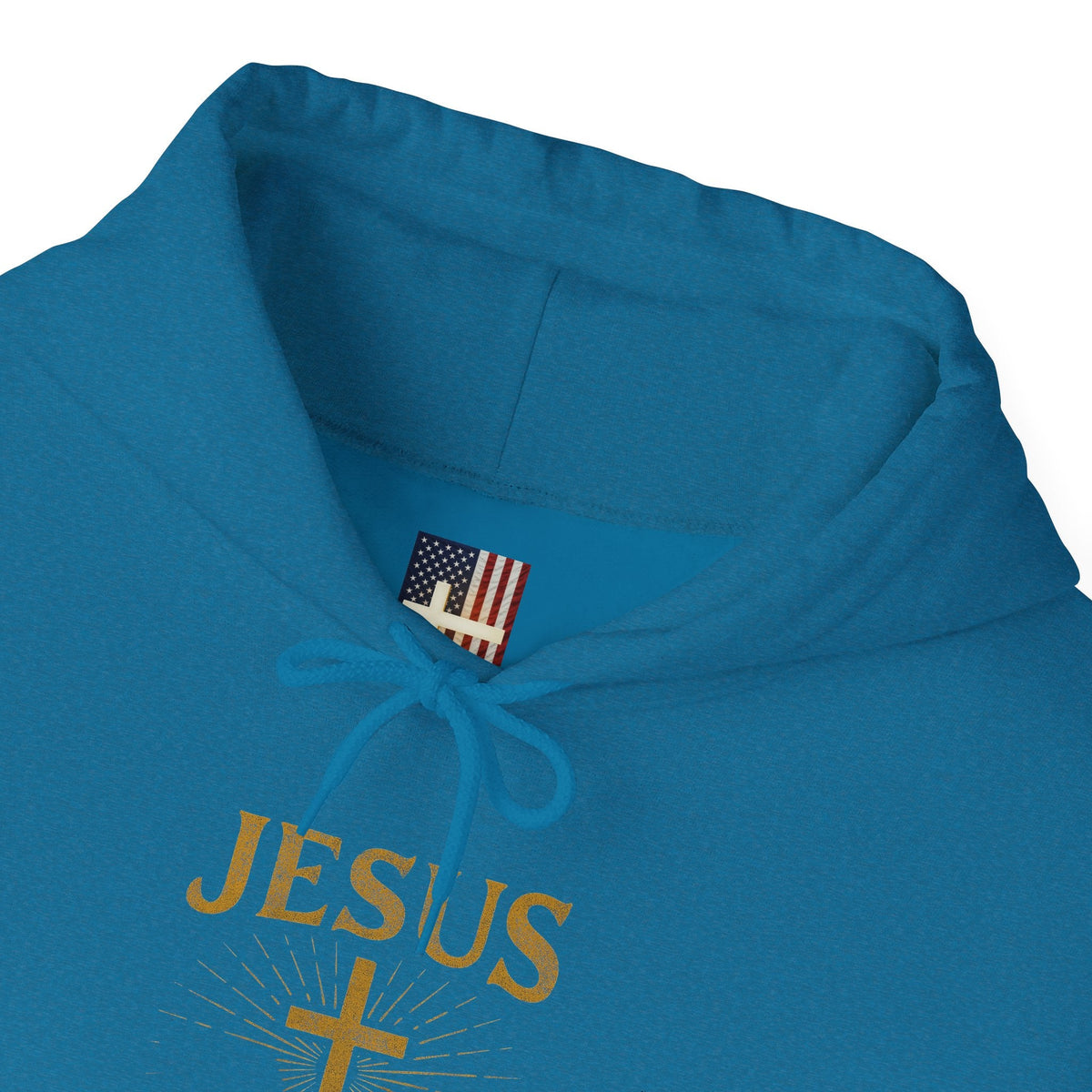 Jesus Saves Hoodie – Radiant Cross & Rays of Light Christian Sweatshirt for Eternal Hope & Faith Printify