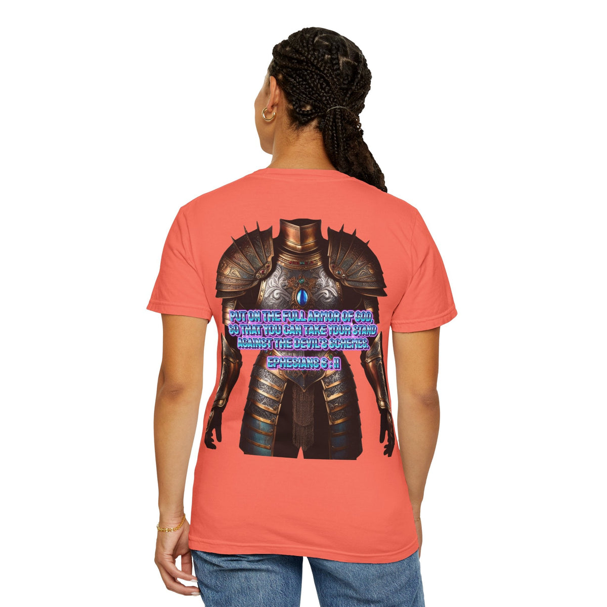 Religious Graphic Tee with Armor Of God Design - Unisex Garment-Dyed T-shirt Printify