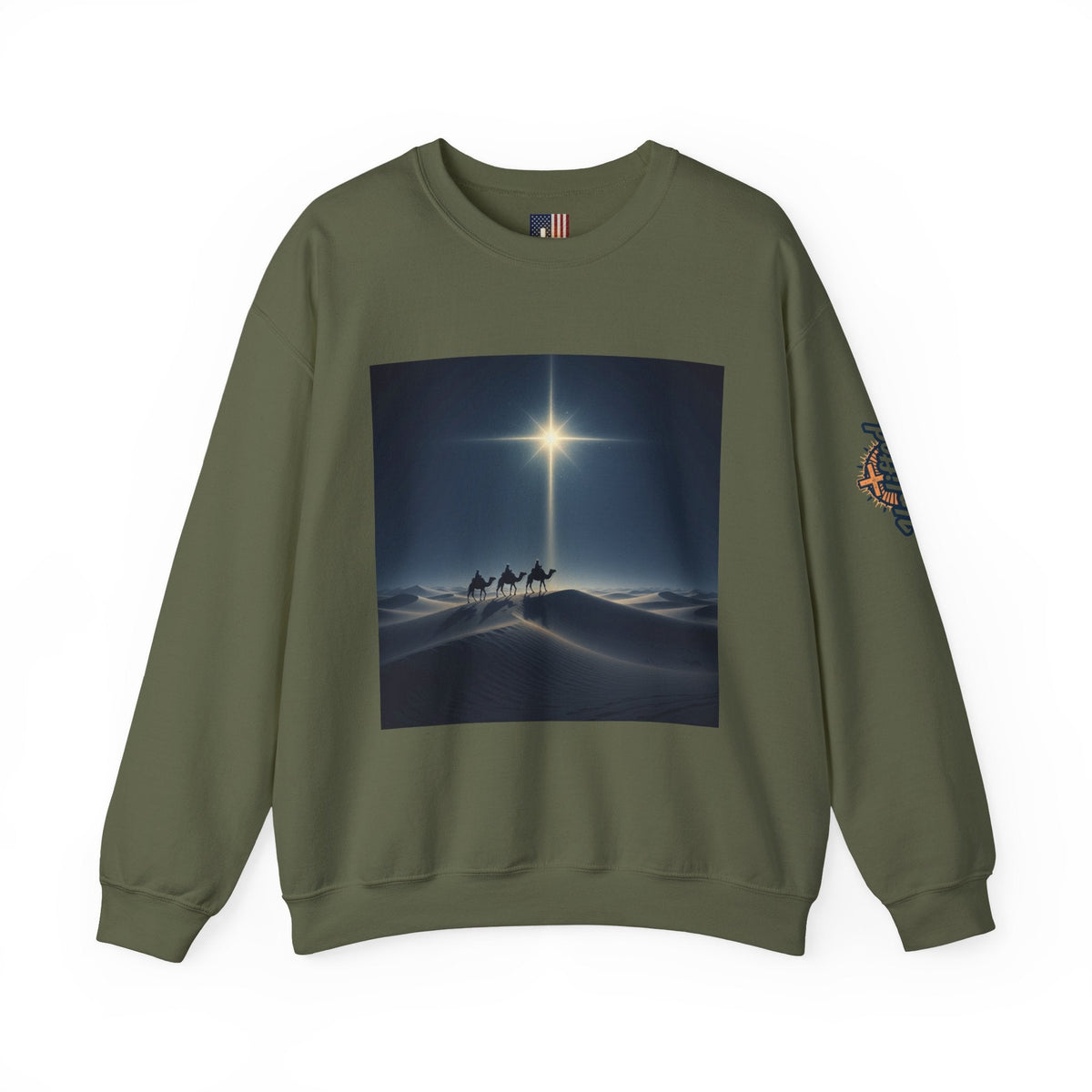 3 Wise Men Sweatshirt – Magi Camels Nativity Journey Christian Christmas Sweatshirt for Epiphany Faith & Holy Night Printify