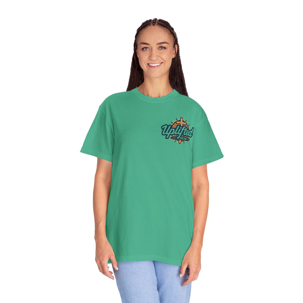 Joy to the World T-shirt – Wreath Earth Nativity Christian Christmas T-shirt for Isaiah 9:6 Holiday Faith & Festive Joy Printify