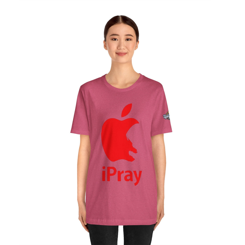 iPray Red Apple Christian T-Shirt — Faith Graphic Tee Printify