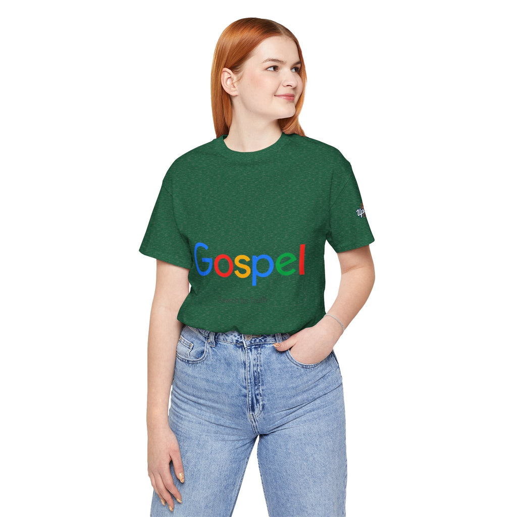 Gospel Graphic Tee — "Gospel" Colorful Logo Christian T-Shirt Printify