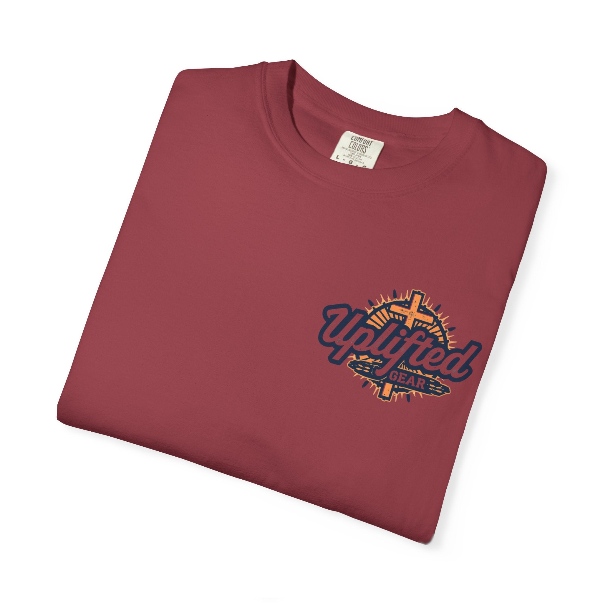 ✨ Chosen. Loved. Redeemed. – Elegant Christian T-Shirt | Gold Foil Faith Tee | Subtle Cross & Heart Design | Inspirational Bible Verse Apparel by Uplifted Gear Printify