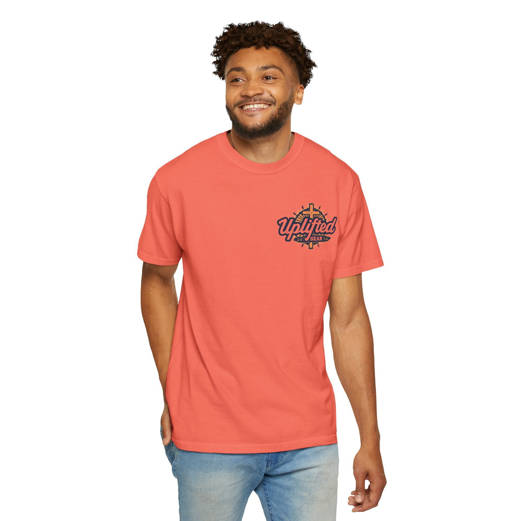 ✨ Chosen. Loved. Redeemed. – Elegant Christian T-Shirt | Gold Foil Faith Tee | Subtle Cross & Heart Design | Inspirational Bible Verse Apparel by Uplifted Gear Printify