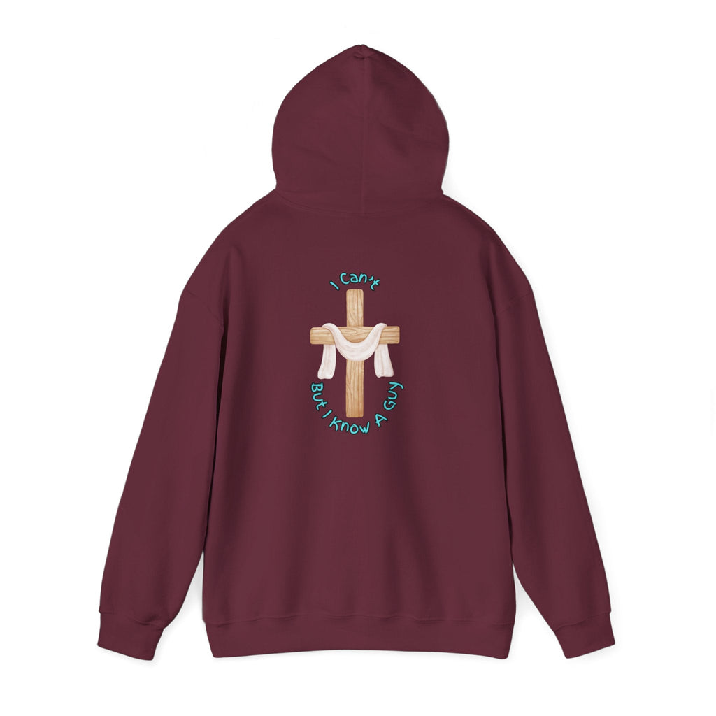 I Can’t, But I Know a Guy Hoodie – Jesus Cross Christian Hoodie for Cozy Faith Printify