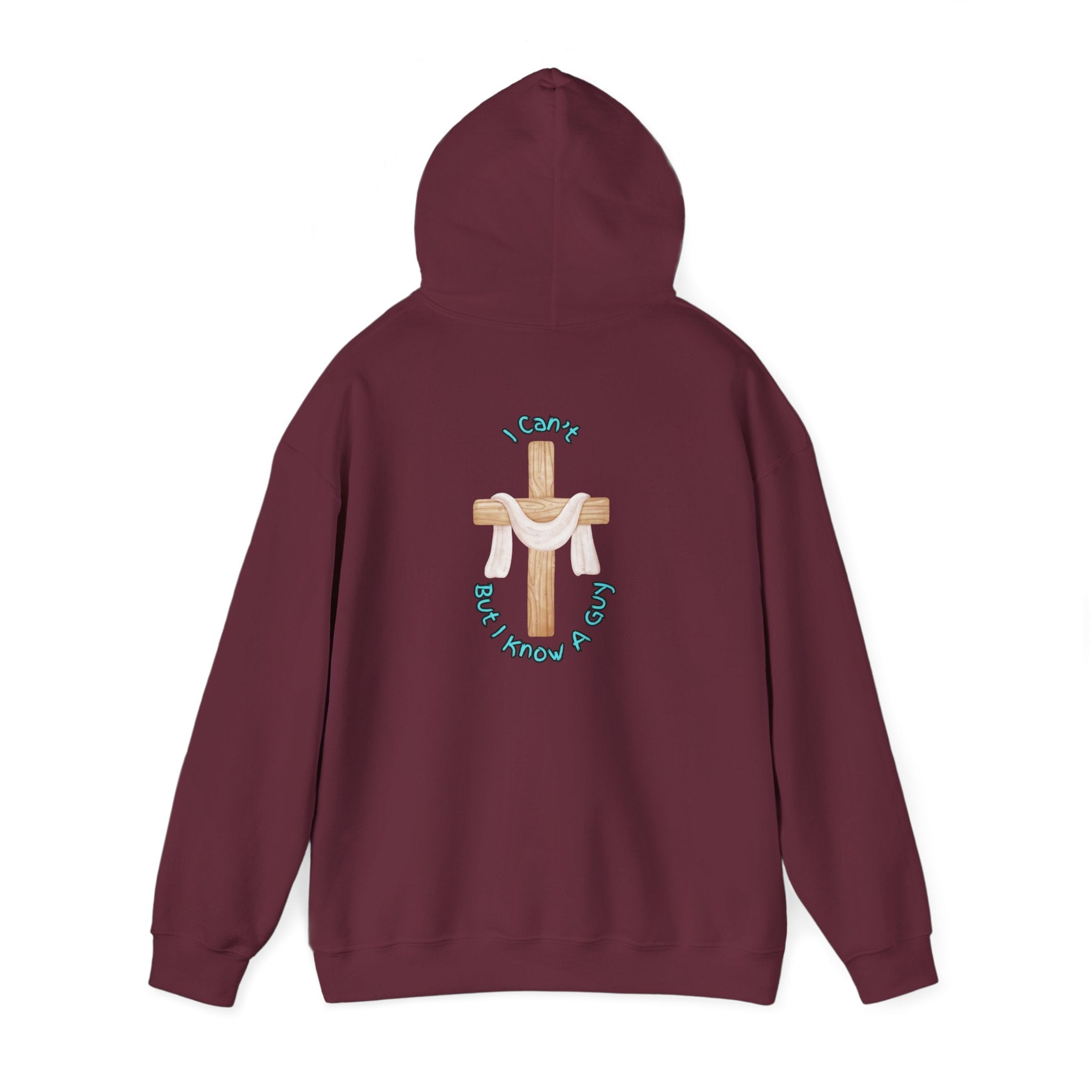 I Can’t, But I Know a Guy Hoodie – Jesus Cross Christian Hoodie for Cozy Faith Printify