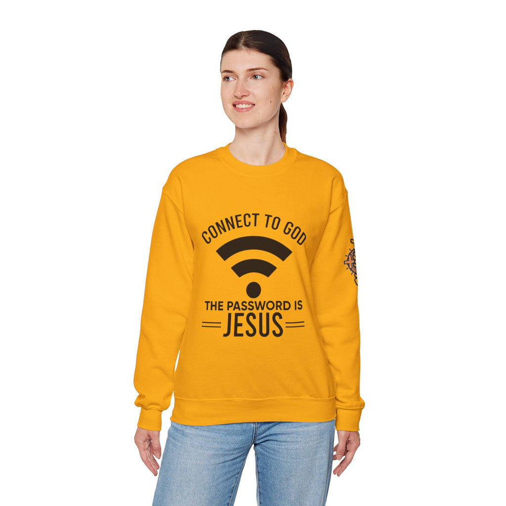 Connect to God Sweatshirt - WIFI Password is Jesus - Funny Christian Faith Sweatshirt Printify