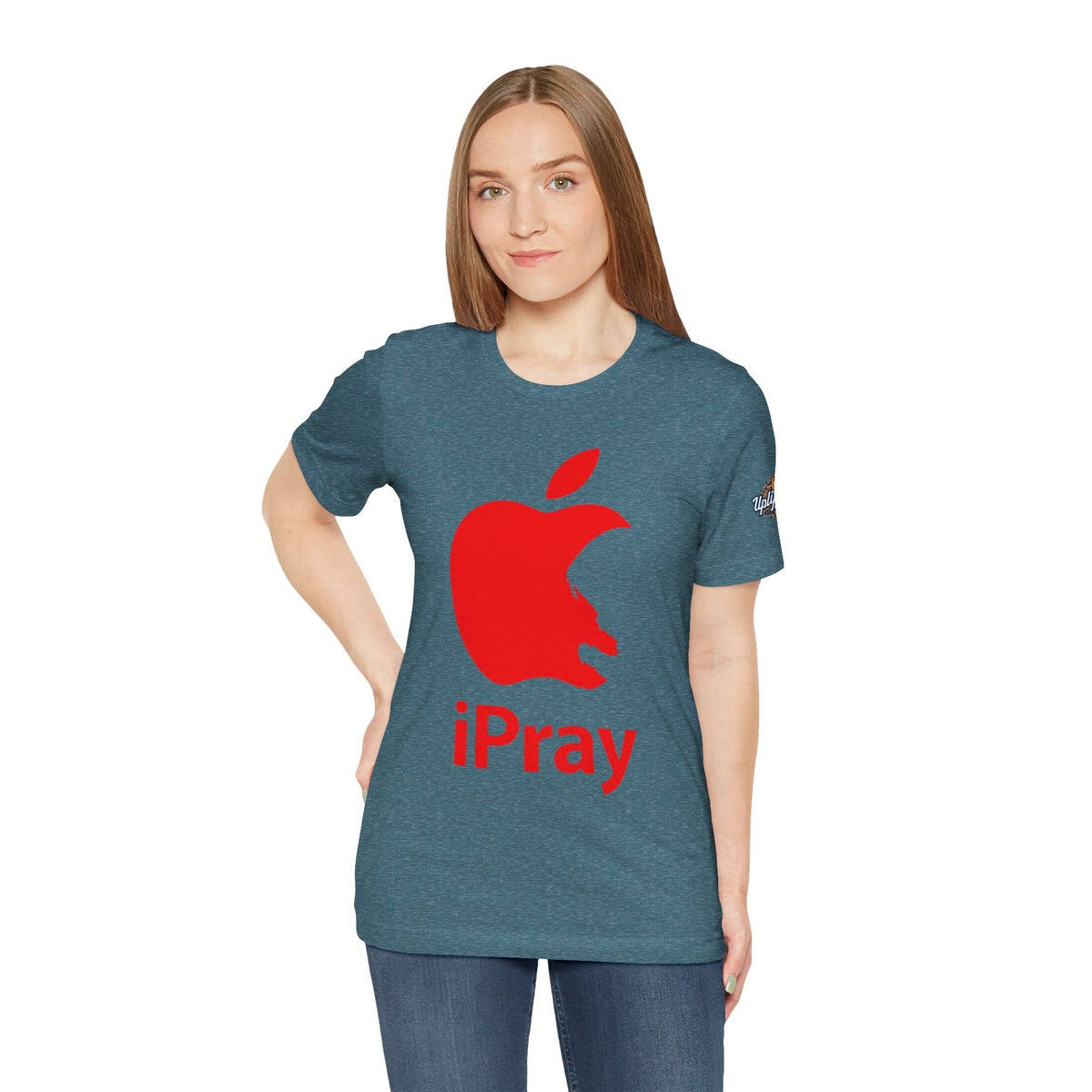 iPray Red Apple Christian T-Shirt — Faith Graphic Tee Printify
