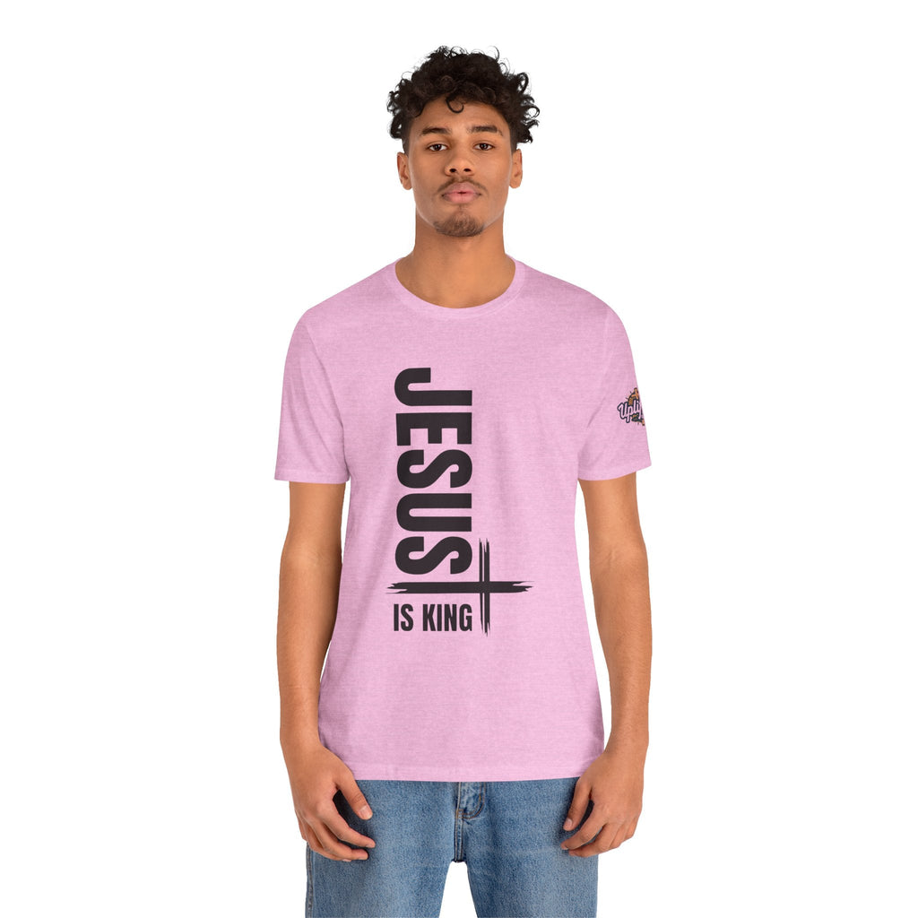 Jesus Is King T-shirt | Modern Typographic Cross Christian T-shirt Printify