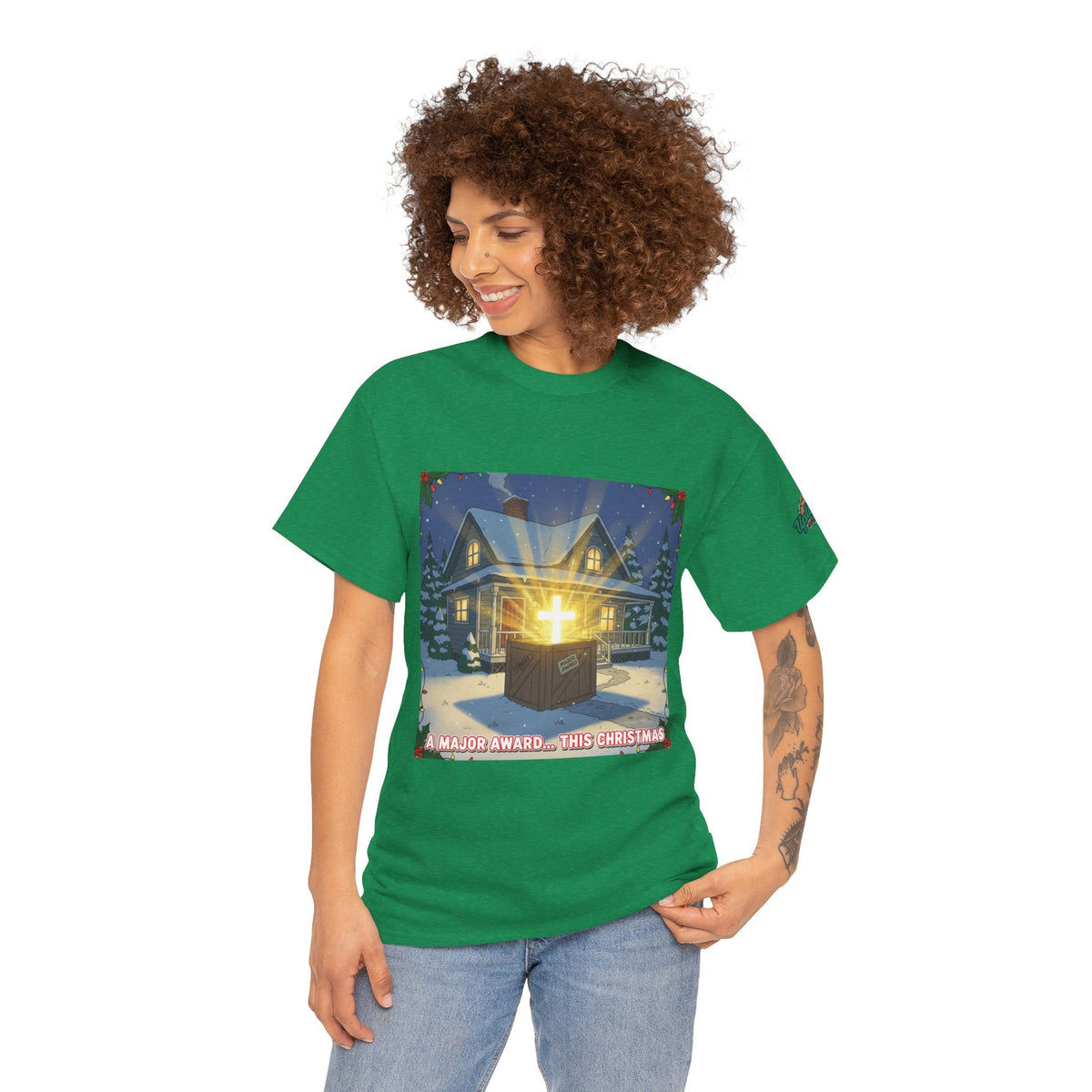 A Major Award This Christmas T-shirt – Fragile Leg Lamp Parody Cross Unboxing Christian T-shirt for Hilarious Faith & Holiday Glow Printify