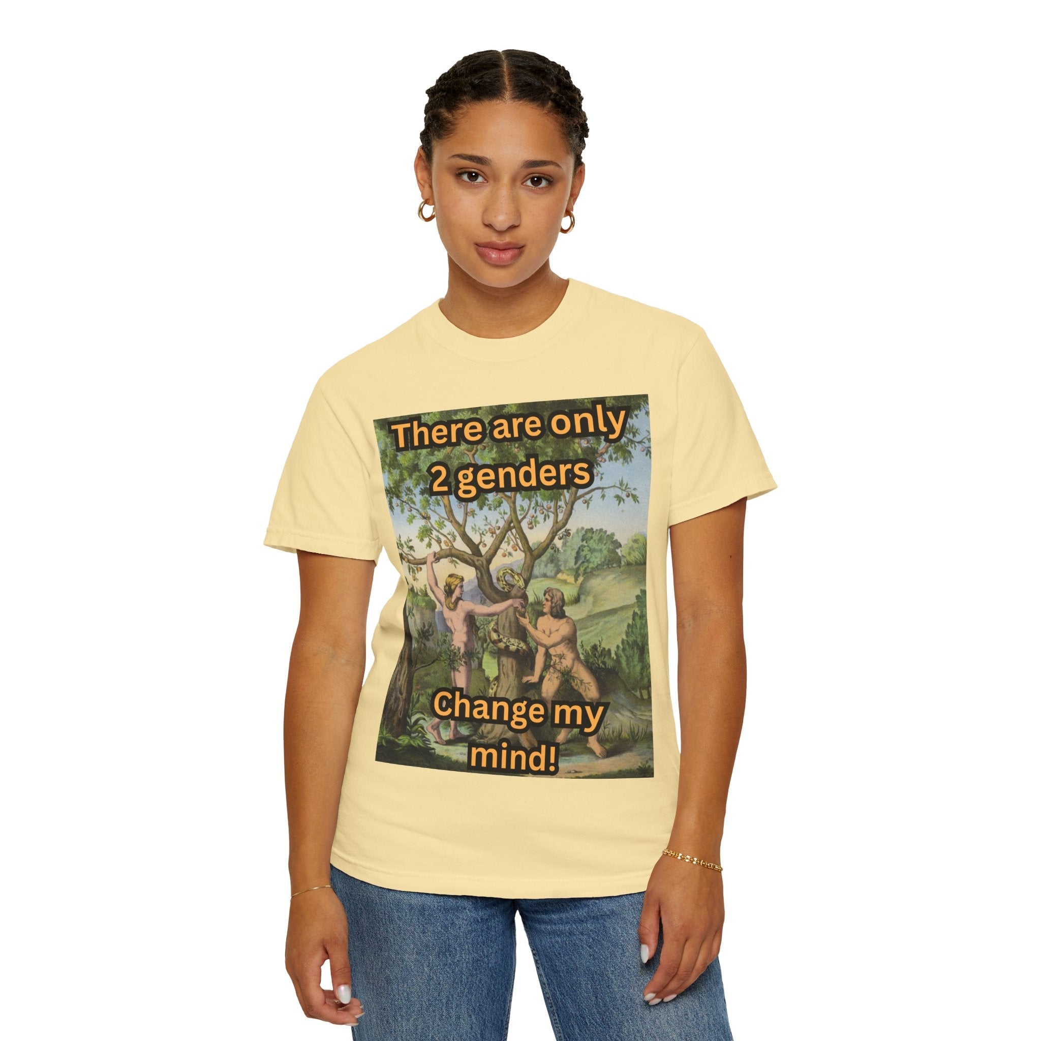 There Are Only 2 Genders T-Shirt – Adam & Eve Cross Christian Tee for Bold Faith Printify