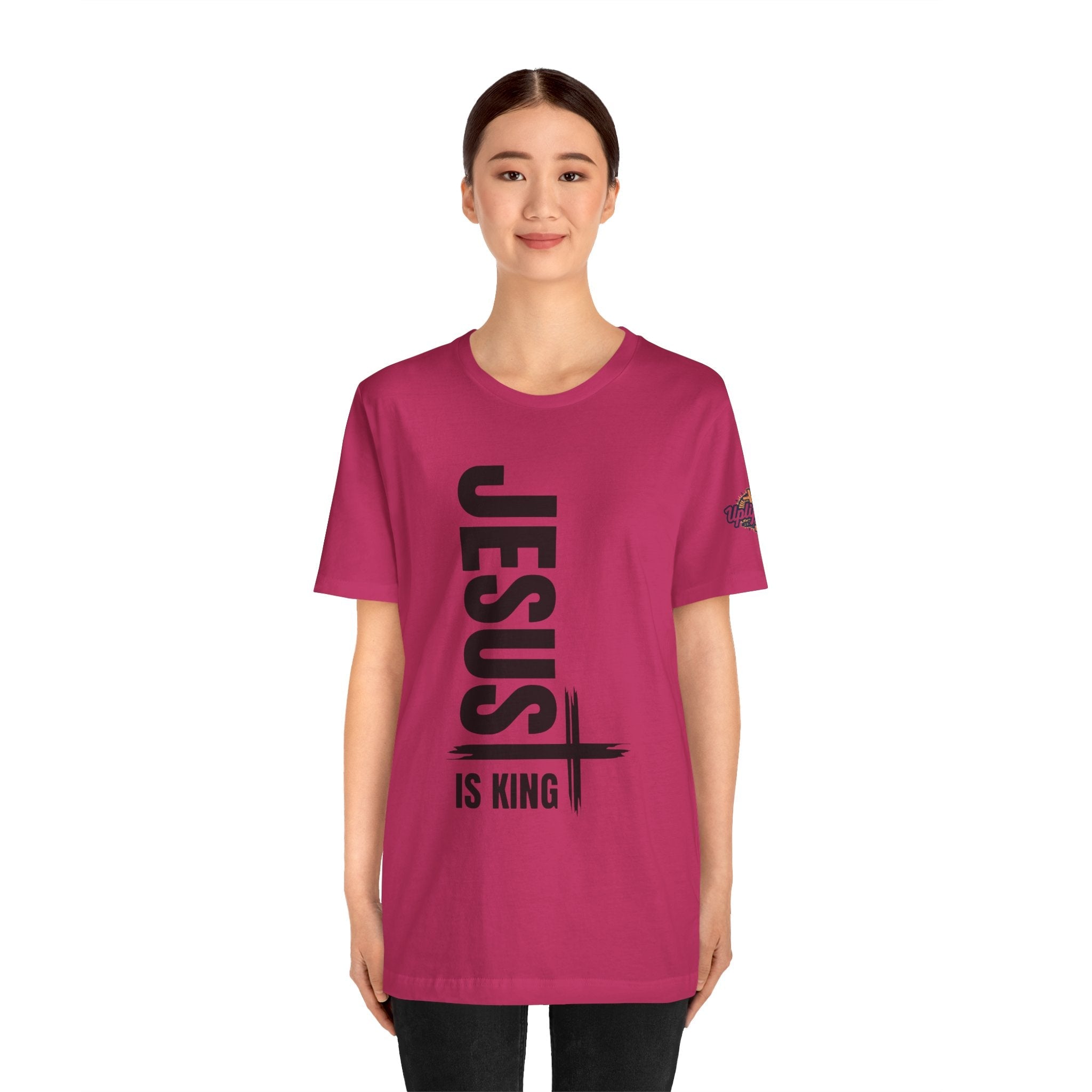 Jesus Is King T-shirt | Modern Typographic Cross Christian T-shirt Printify