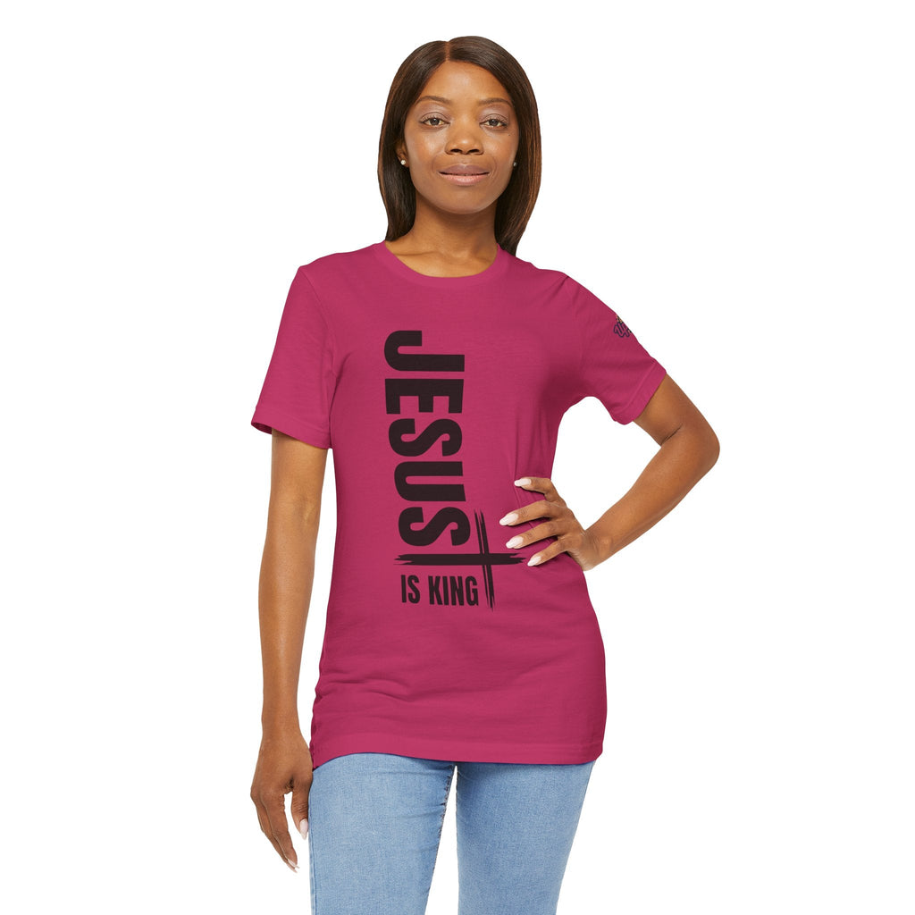 Jesus Is King T-shirt | Modern Typographic Cross Christian T-shirt Printify