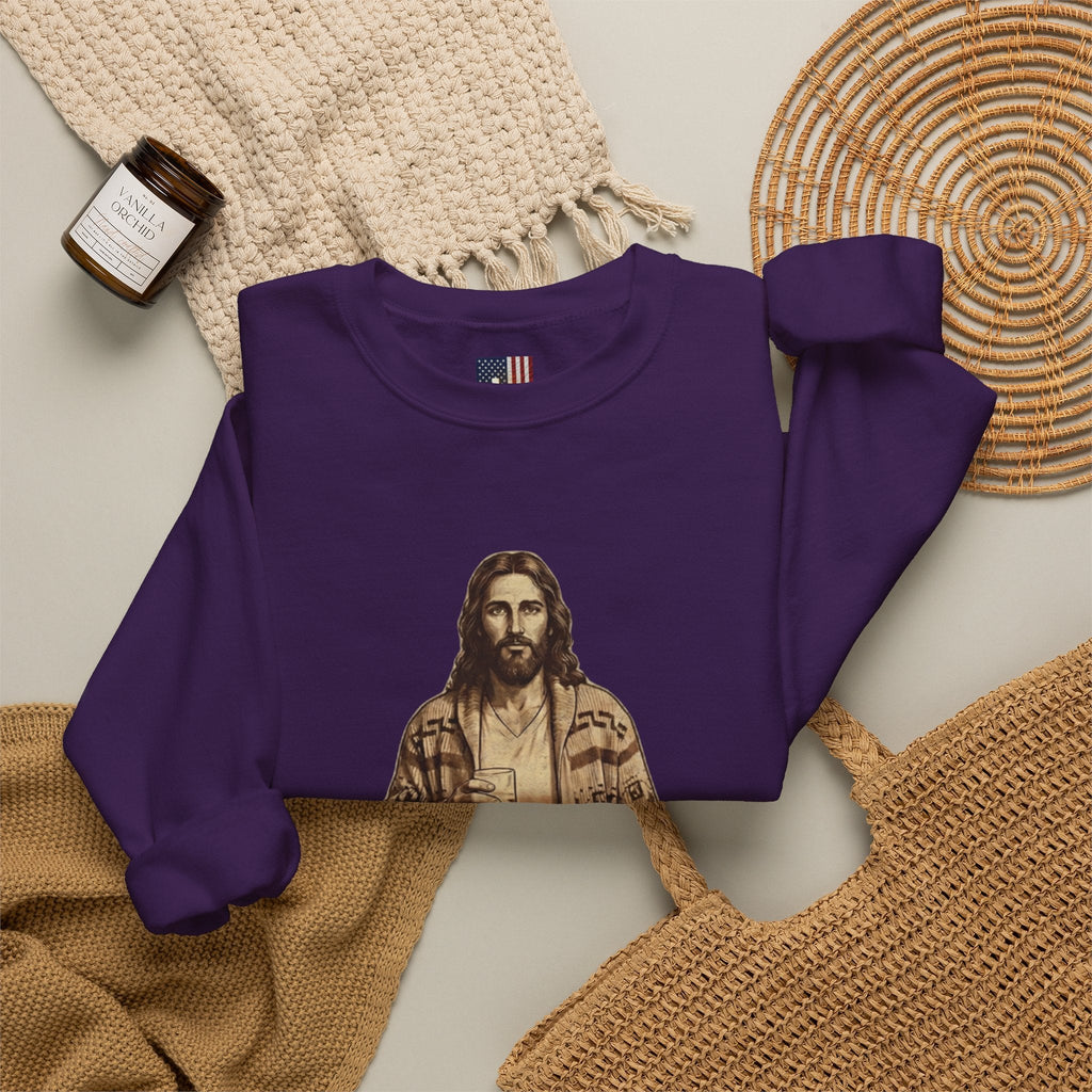 Abide Jesus Sweatshirt — Vintage 'The Dude' Religious Graphic Sweatshirt Printify