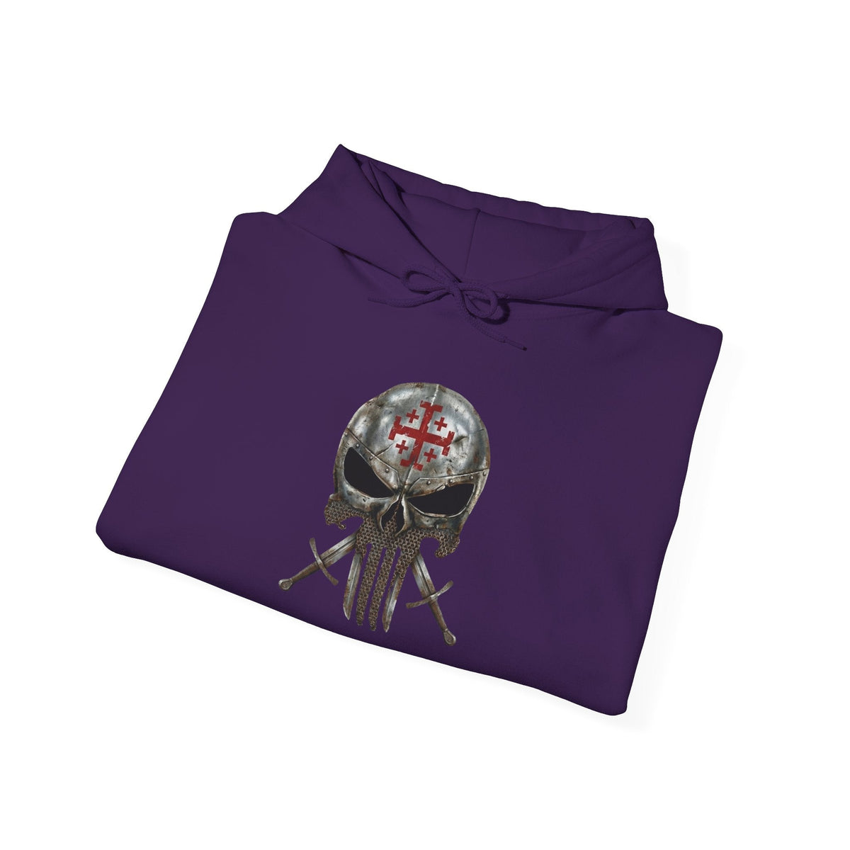 Crusader Knight Christian Skull Hoodie - Warrior Armor of God Hoodie Printify