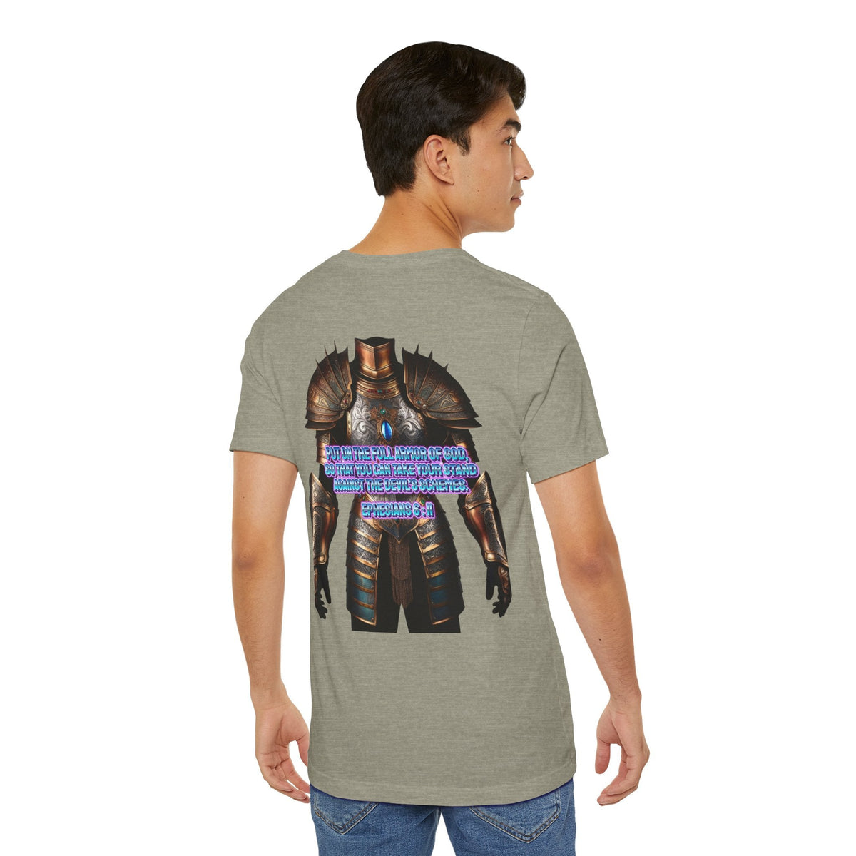 Religious Graphic Tee with Armor Of God Design Unisex Jersey Short Sleeve Tee Printify
