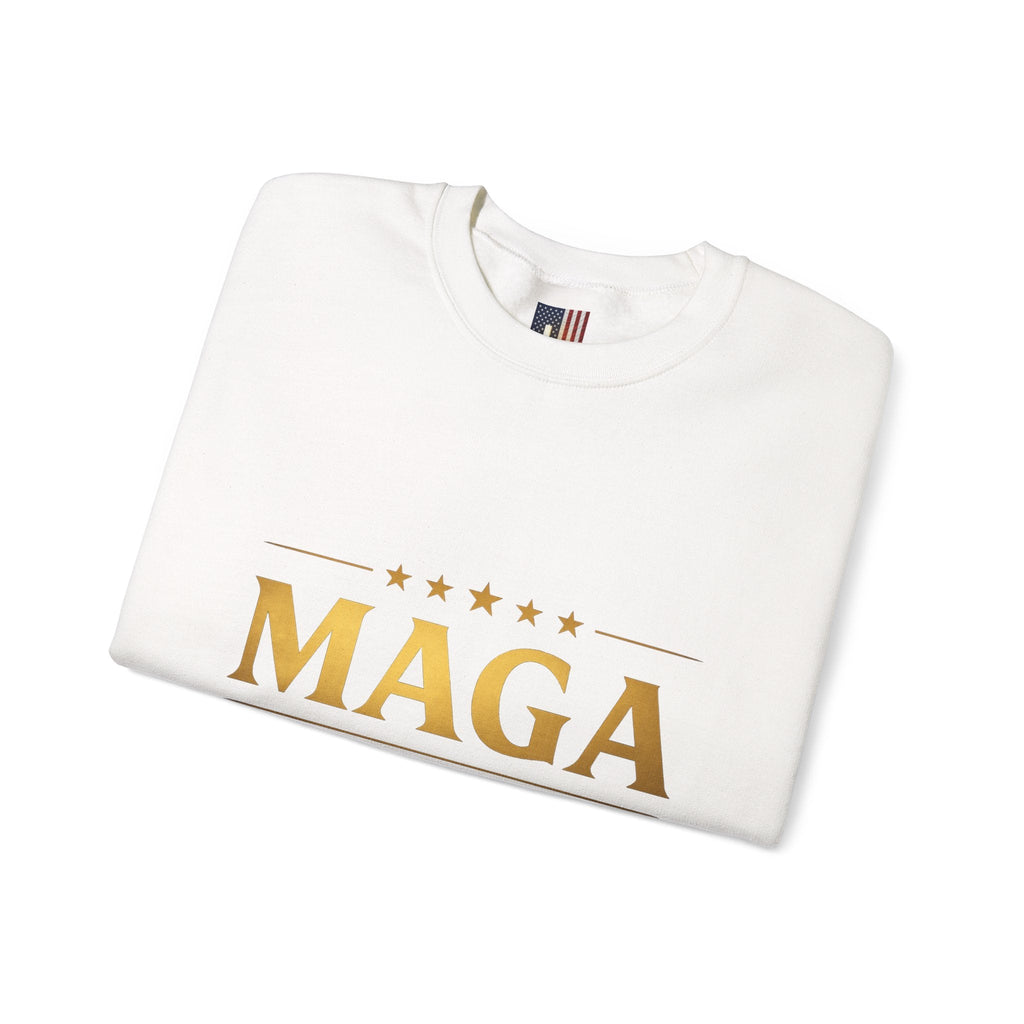 Sweatshirt — "MAGA Make America Godfearing Again" Gold Logo Crewneck Printify