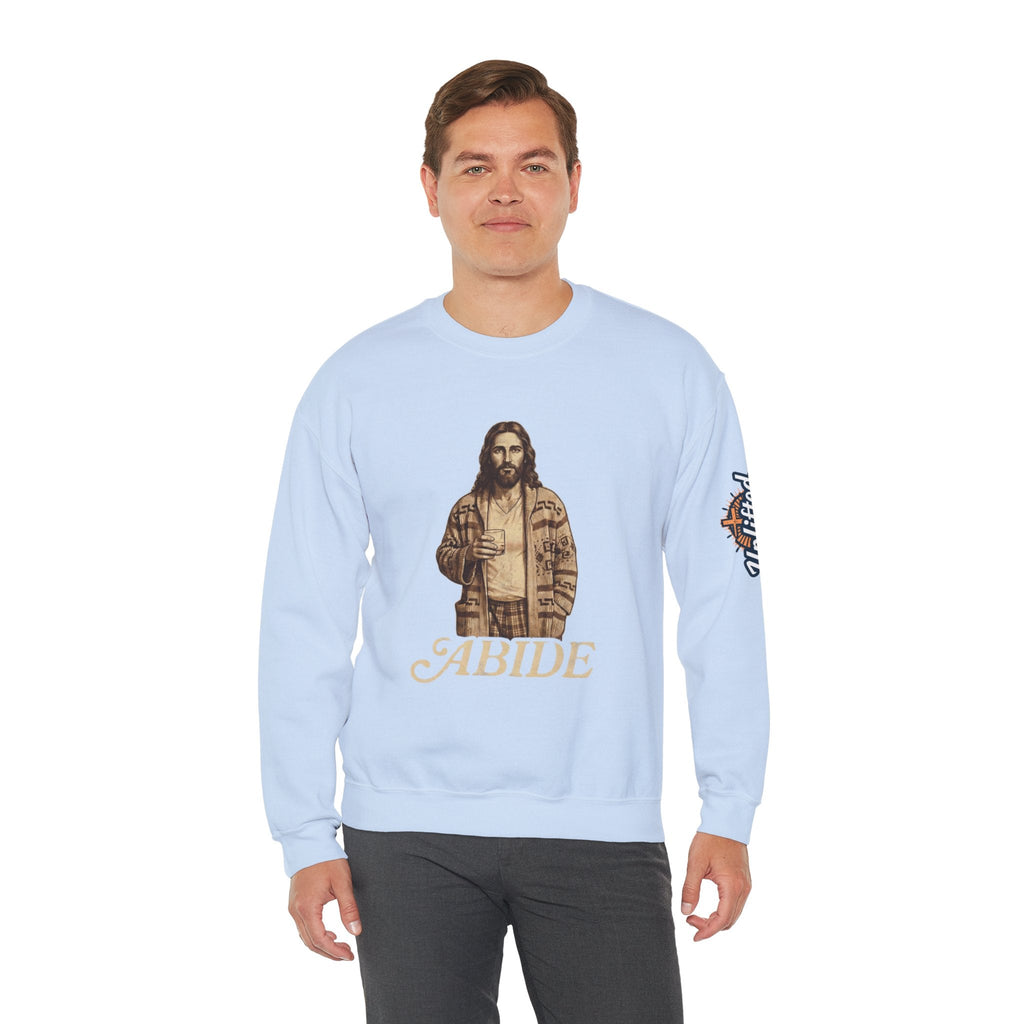 Abide Jesus Sweatshirt — Vintage 'The Dude' Religious Graphic Sweatshirt Printify