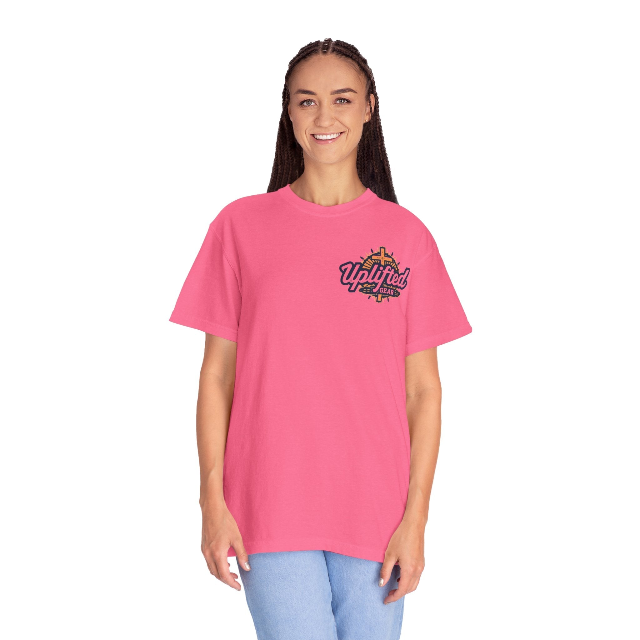 Unashamed T-shirt – Romans 1:16 Crucifixion Christian t-shirt for Bold Unwavering Faith Red Printify