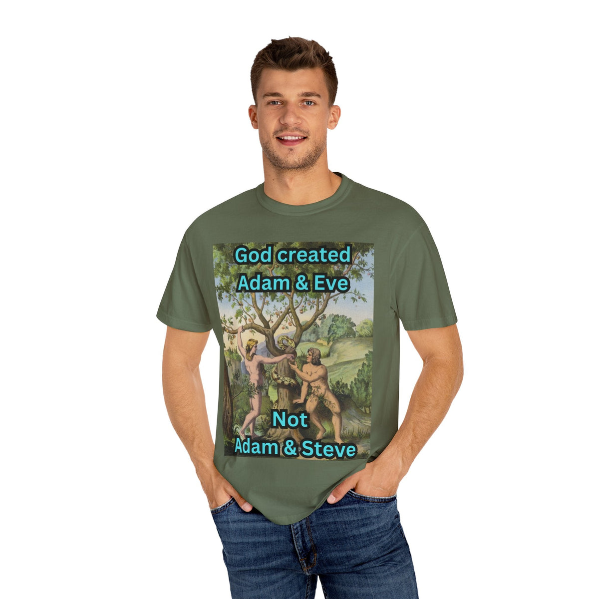 God Created Adam and Eve T-Shirt – Biblical Truth Christian Tee for Bold Faith Printify