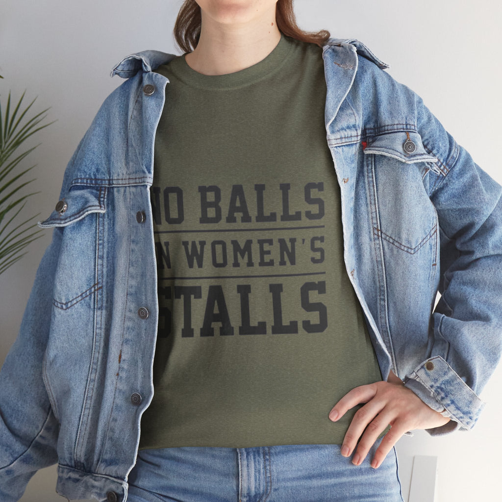 No Balls in Women's Stalls Retro Protest T-Shirt Printify