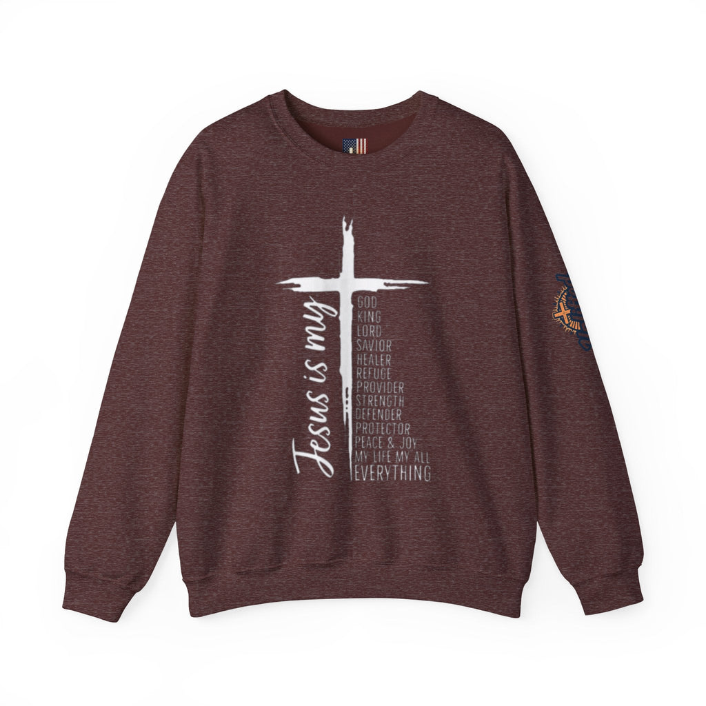 Jesus Is My Everything Sweatshirt – Cross List God King Lord Savior Christian Sweatshirt for Total Surrender Faith Printify
