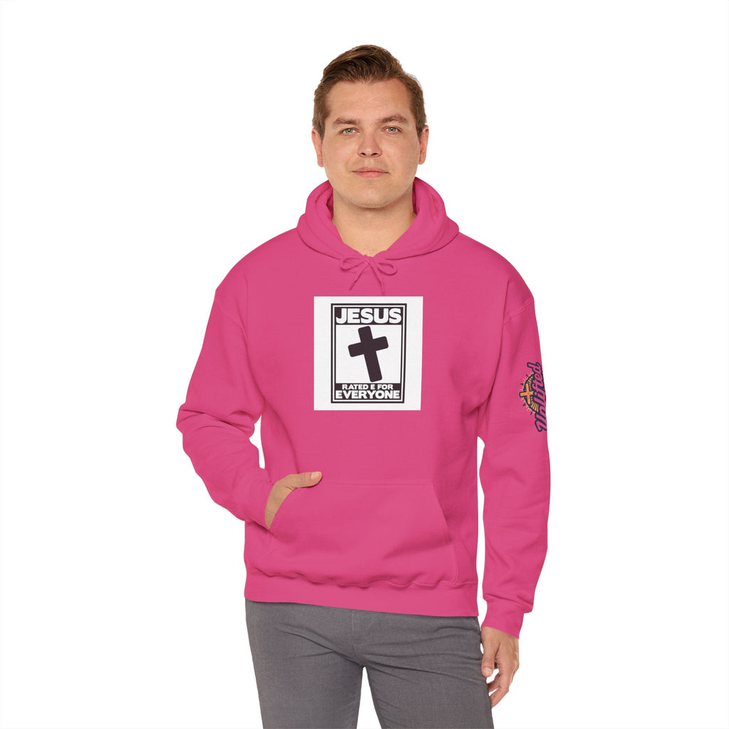 Jesus, Rated E for Everyone Hoodie - Gamer Faith Hoodie - Christian Video Game Parody Printify