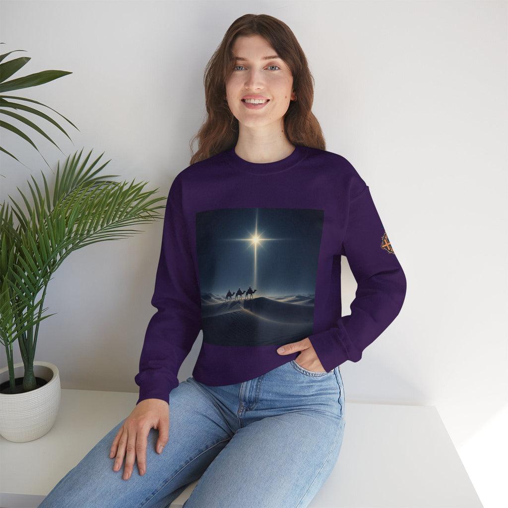 3 Wise Men Sweatshirt – Magi Camels Nativity Journey Christian Christmas Sweatshirt for Epiphany Faith & Holy Night Printify