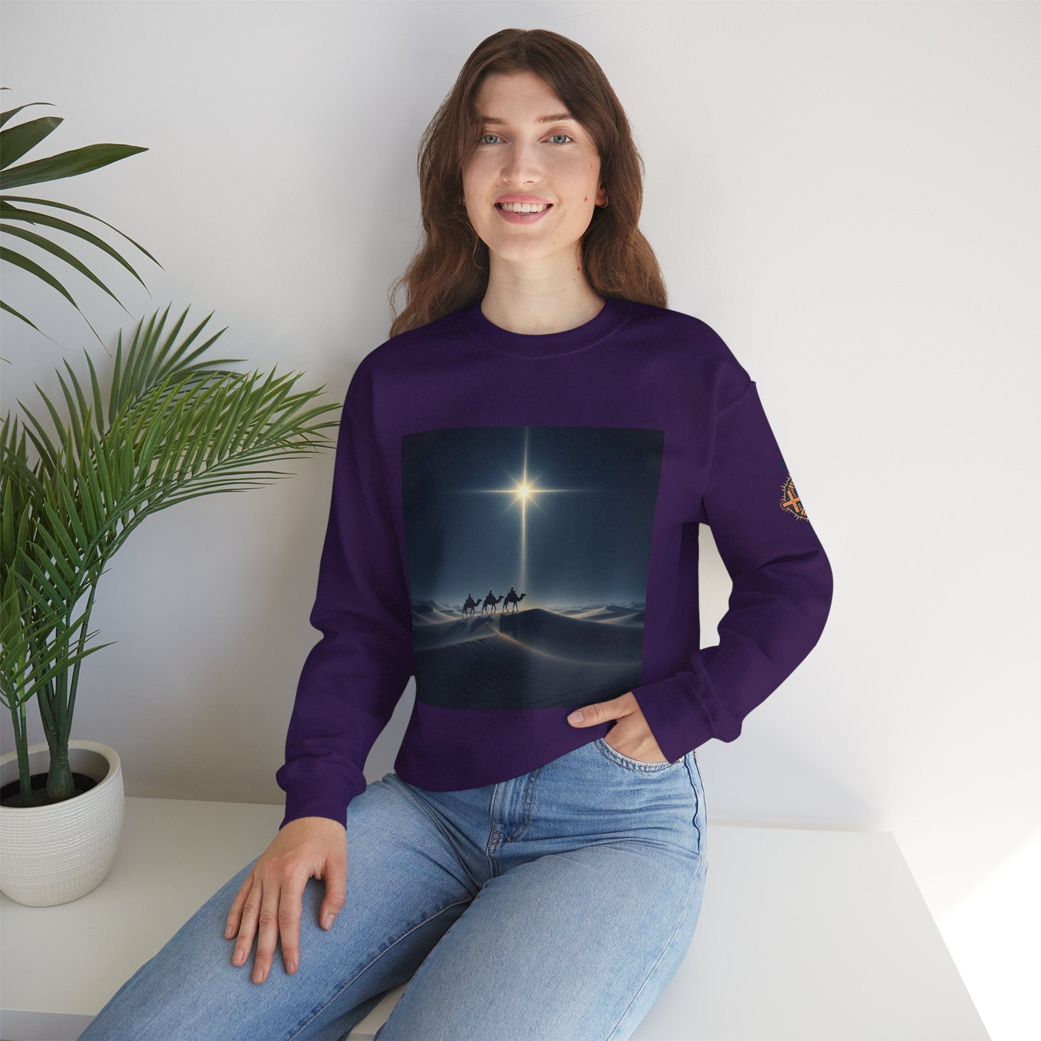 3 Wise Men Sweatshirt – Magi Camels Nativity Journey Christian Christmas Sweatshirt for Epiphany Faith & Holy Night Printify