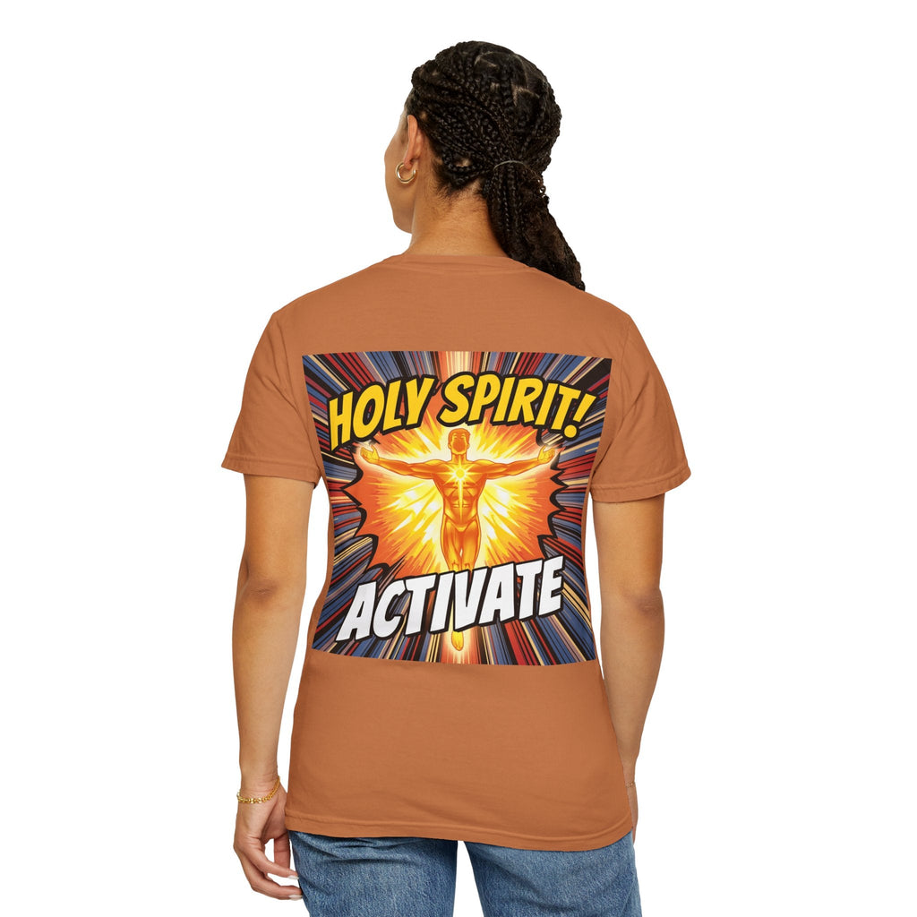 Holy Spirit Activate T-shirt – Superhero Christian T-shirt with Vibrant Power-Up Design for Faith-Fueled Boldness Printify