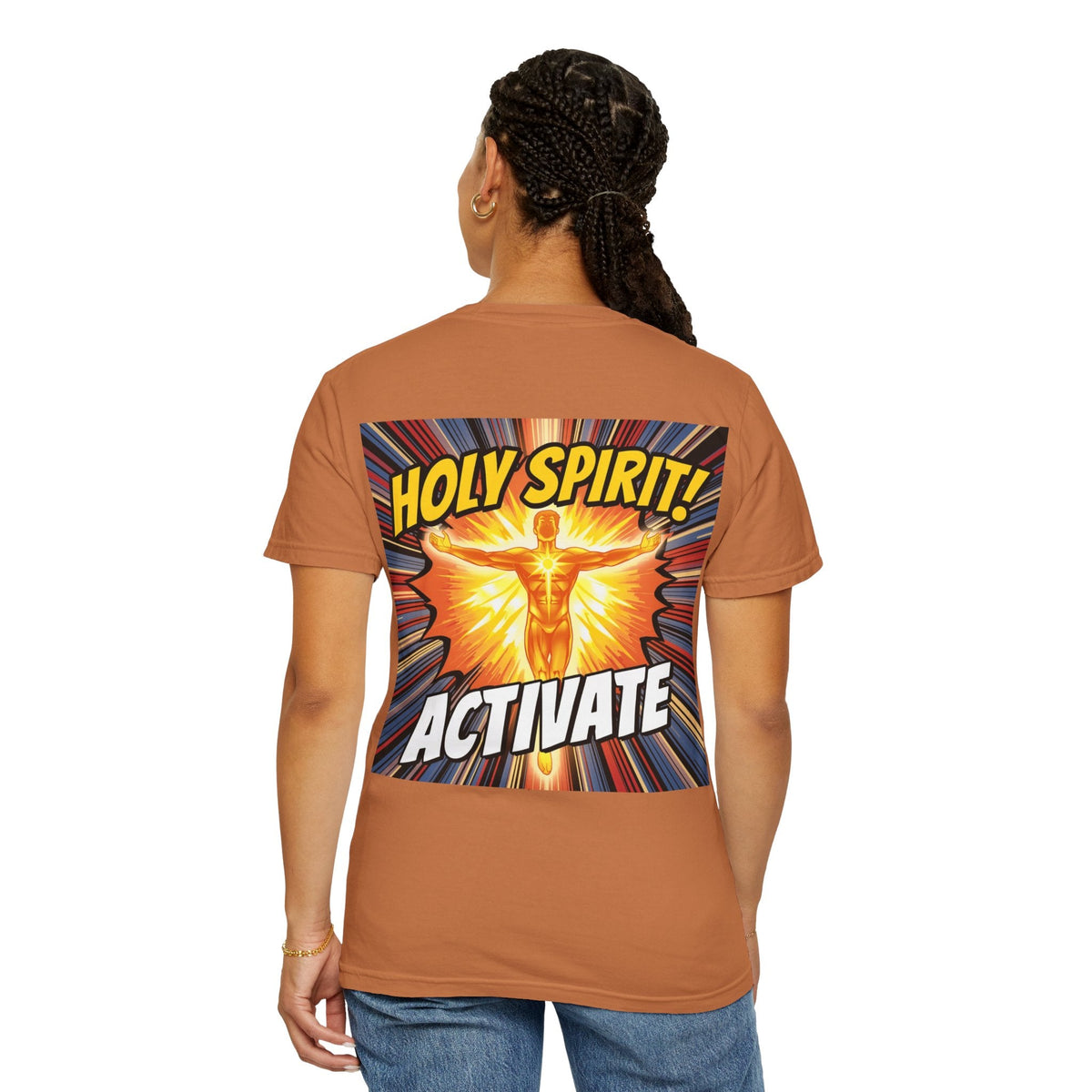 Holy Spirit Activate T-shirt – Superhero Christian T-shirt with Vibrant Power-Up Design for Faith-Fueled Boldness Printify
