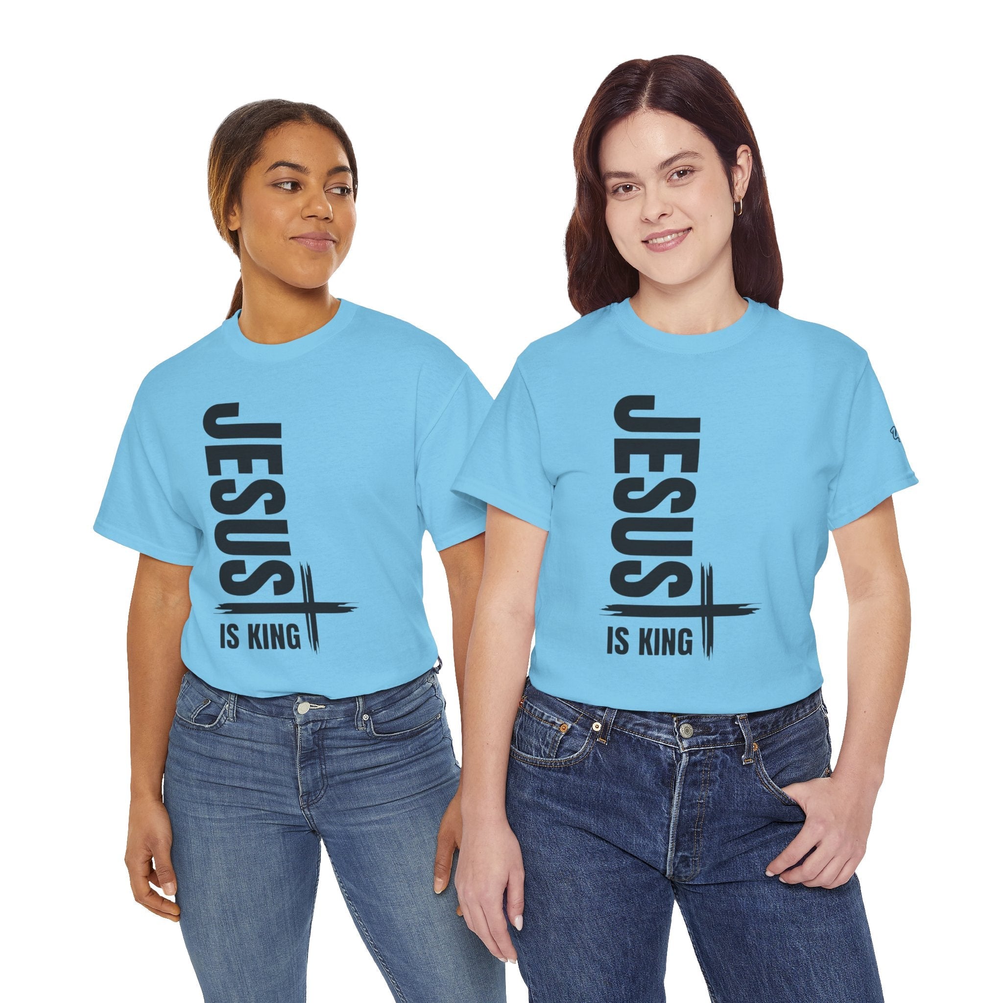 Jesus Is King T-shirt | Modern Typographic Cross Christian T-shirt Printify