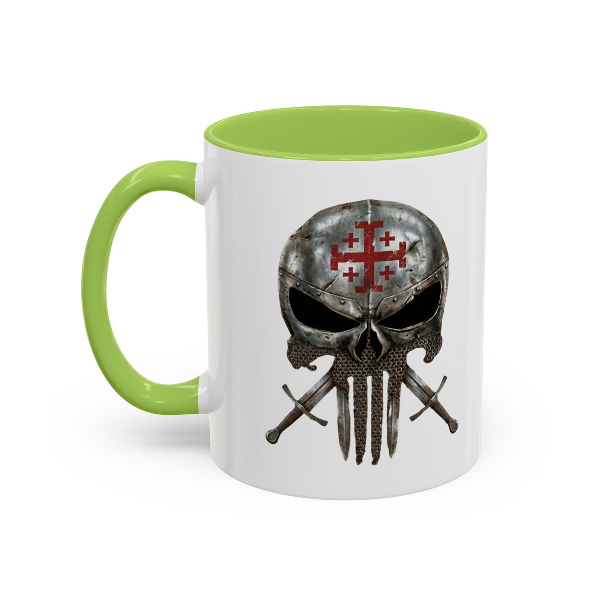Crusader Knight Coffee Mug — 'Armor of God' Christian Skull 11/15oz Accent Mug Printify