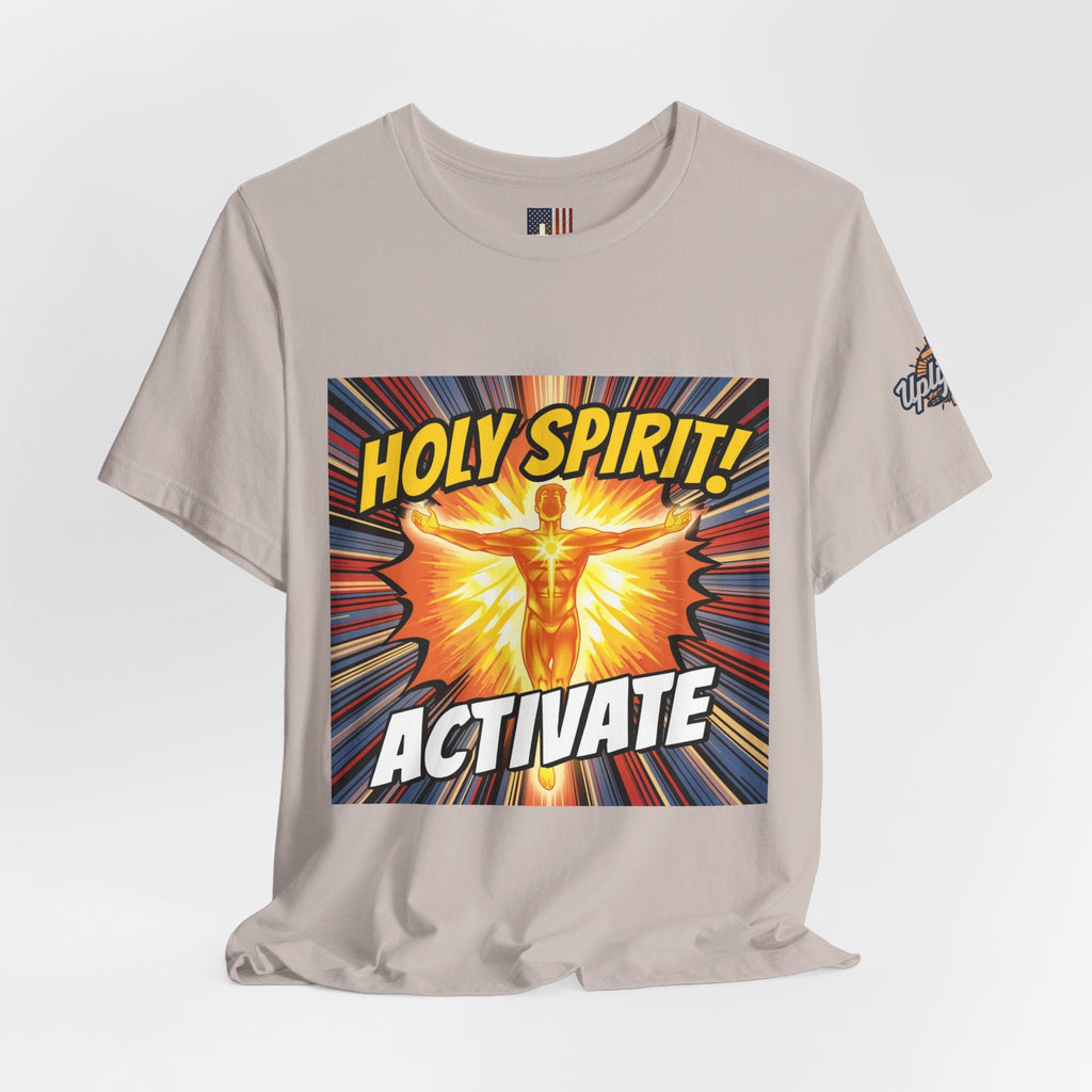 Holy Spirit Activate T-shirt – Superhero Christian T-shirt with Vibrant Power-Up Design for Faith-Fueled Boldness Printify