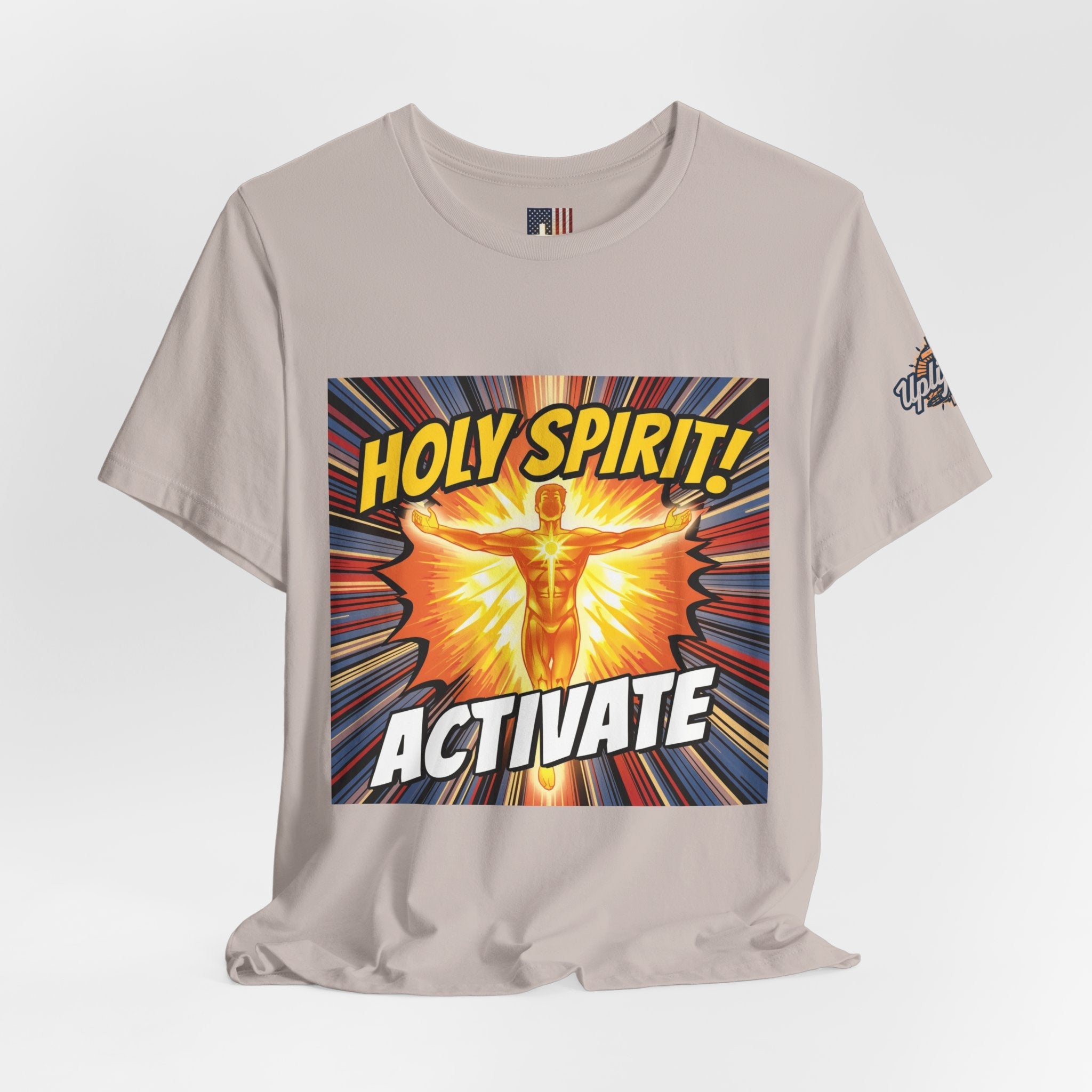 Holy Spirit Activate T-shirt – Superhero Christian T-shirt with Vibrant Power-Up Design for Faith-Fueled Boldness Printify