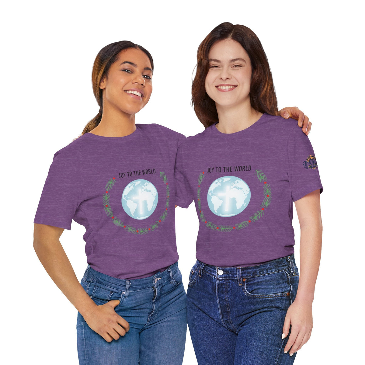 Joy to the World T-shirt – Wreath Earth Nativity Christian Christmas T-shirt for Isaiah 9:6 Holiday Faith & Festive Joy Printify