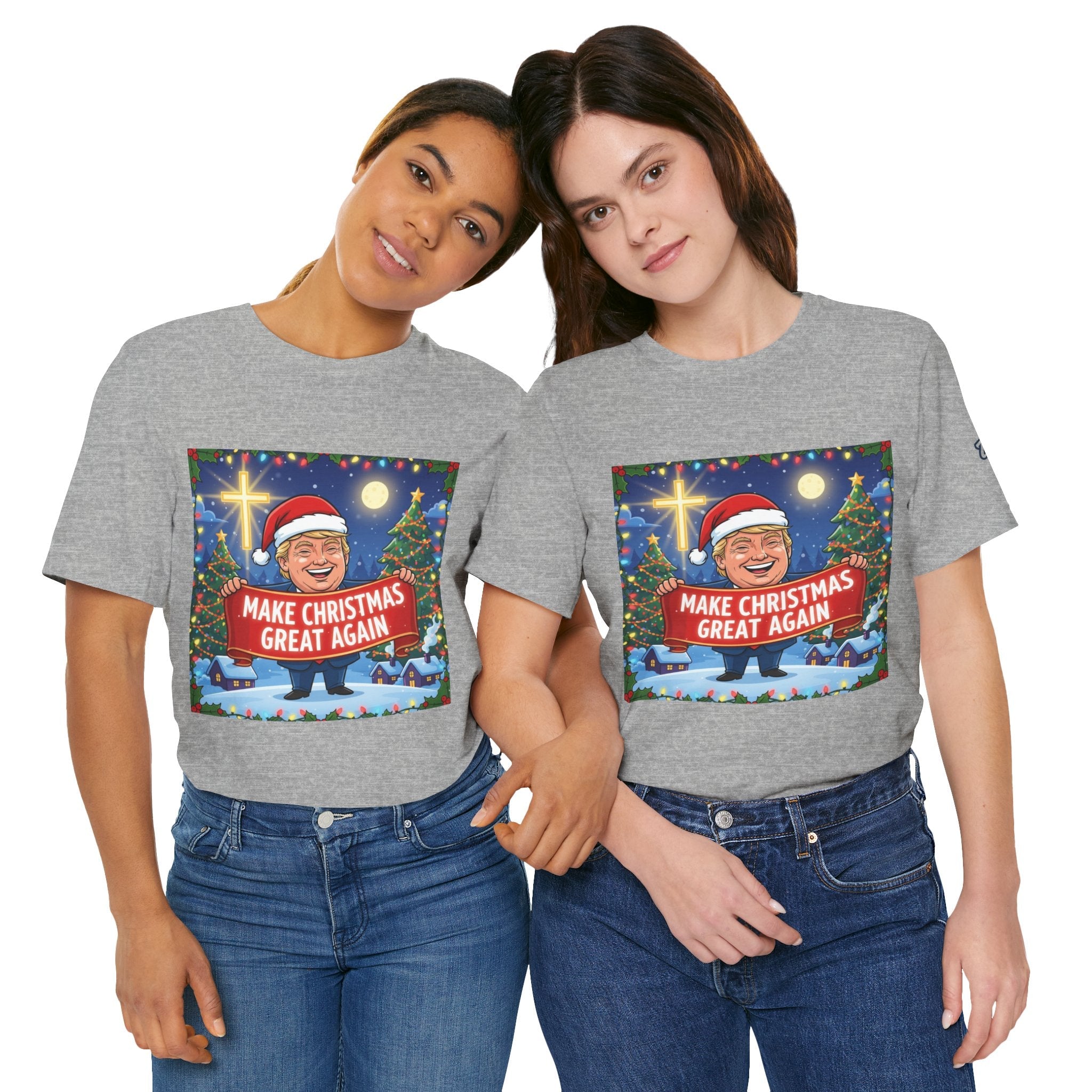🎄 Make Christmas Great Again – Patriotic Christian Christmas T-Shirt | Bold Holiday Faith Tee | Red & White Banner Design | Uplifted Gear Printify