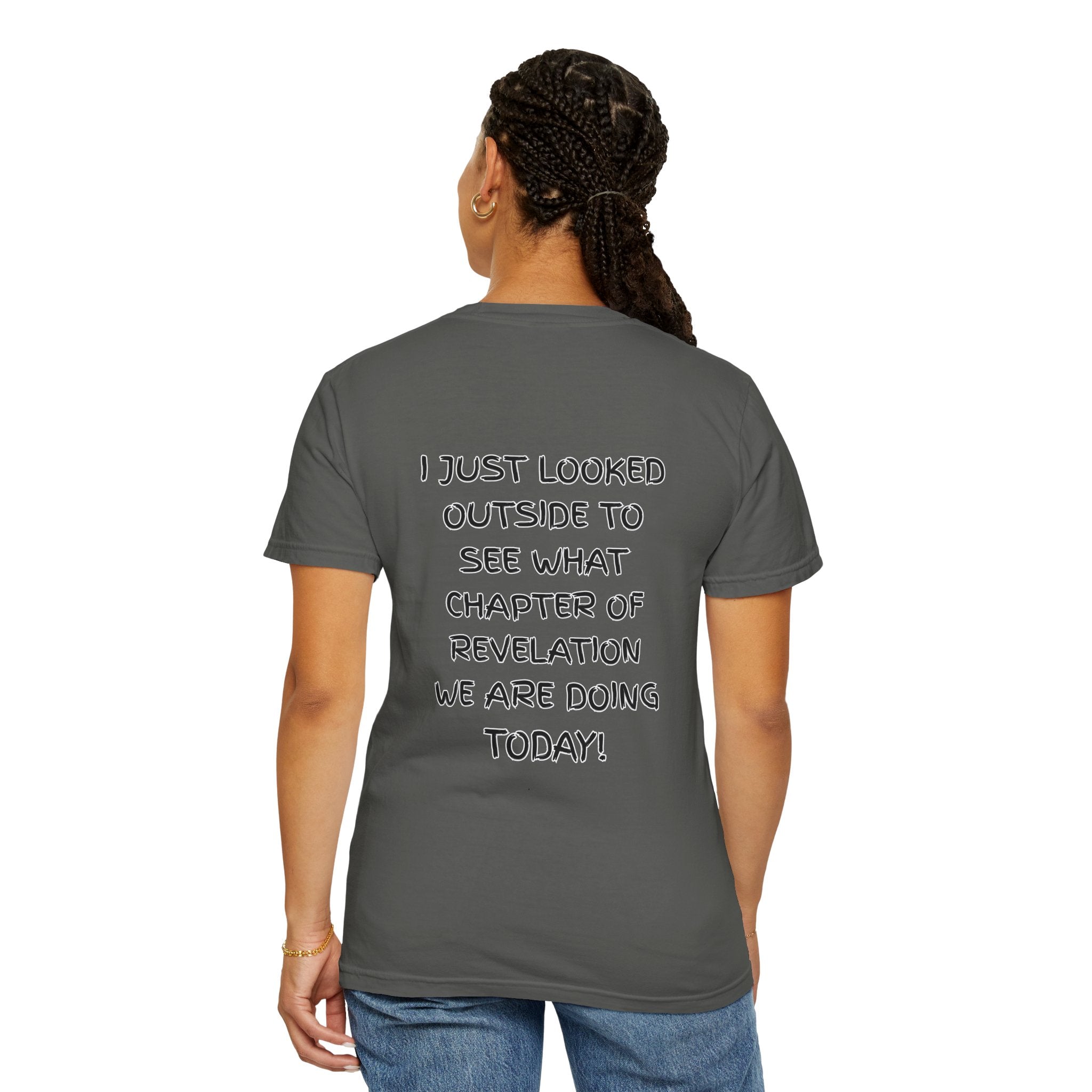 What Chapter of Revelation T-shirt – I Looked Outside My Window Christian T-shirt for End Times Humor & Faith Printify