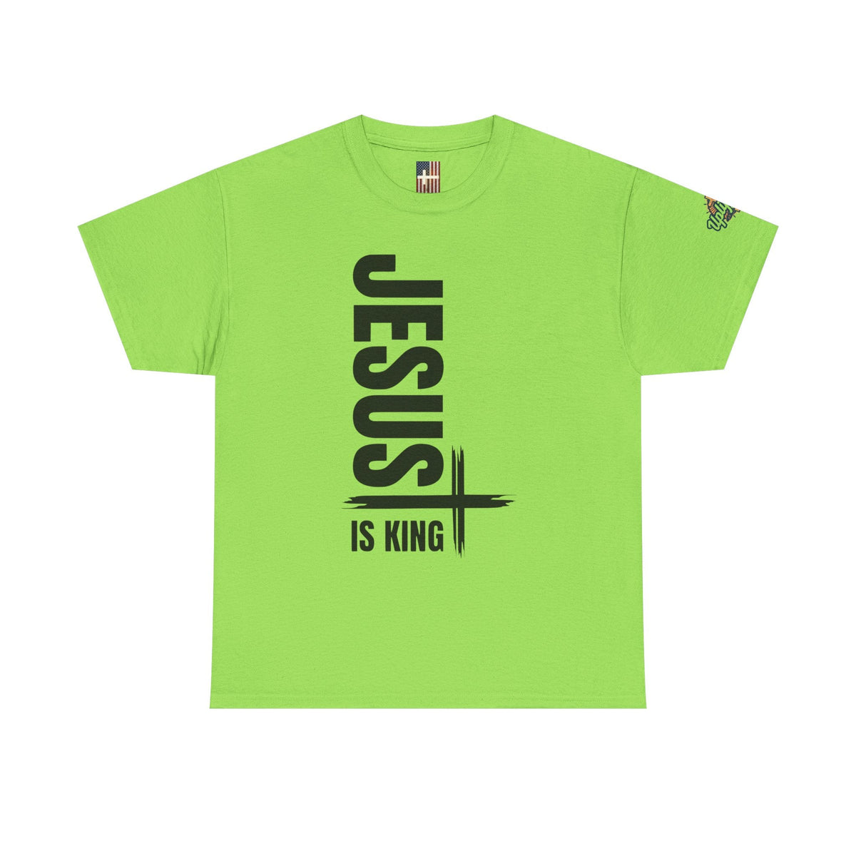 Jesus Is King T-shirt | Modern Typographic Cross Christian T-shirt Printify