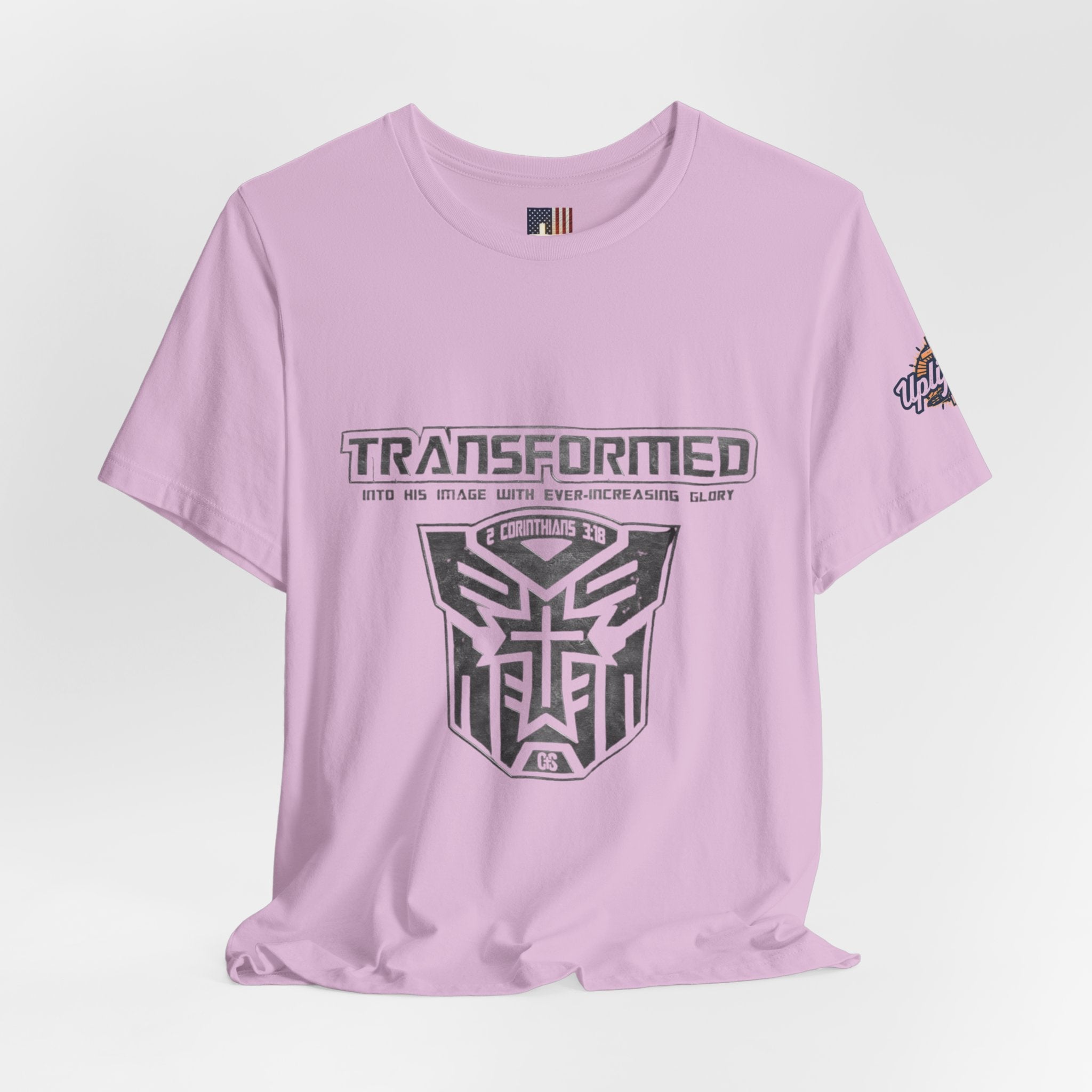 Transformer Logo Christian T-shirt | 2 Corinthians 3:18 Bible Verse T-shirt Printify