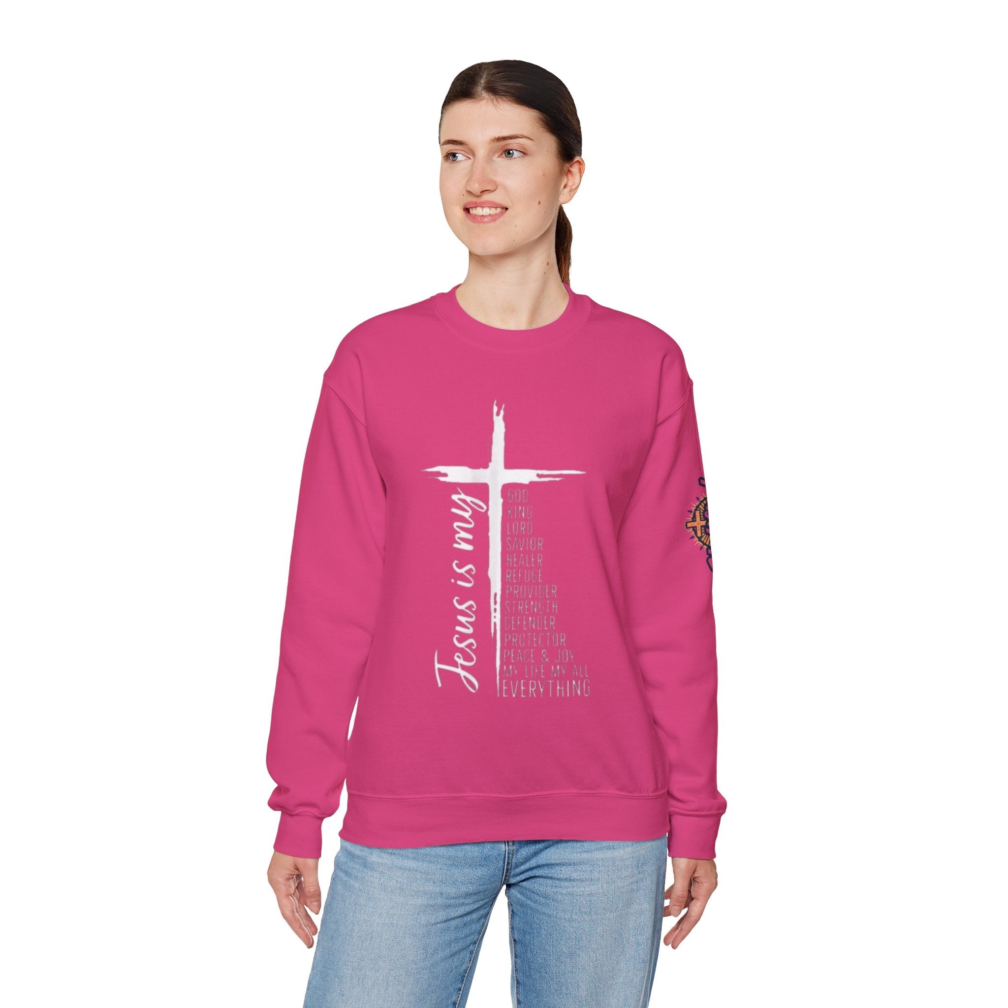 Jesus Is My Everything Sweatshirt – Cross List God King Lord Savior Christian Sweatshirt for Total Surrender Faith Printify